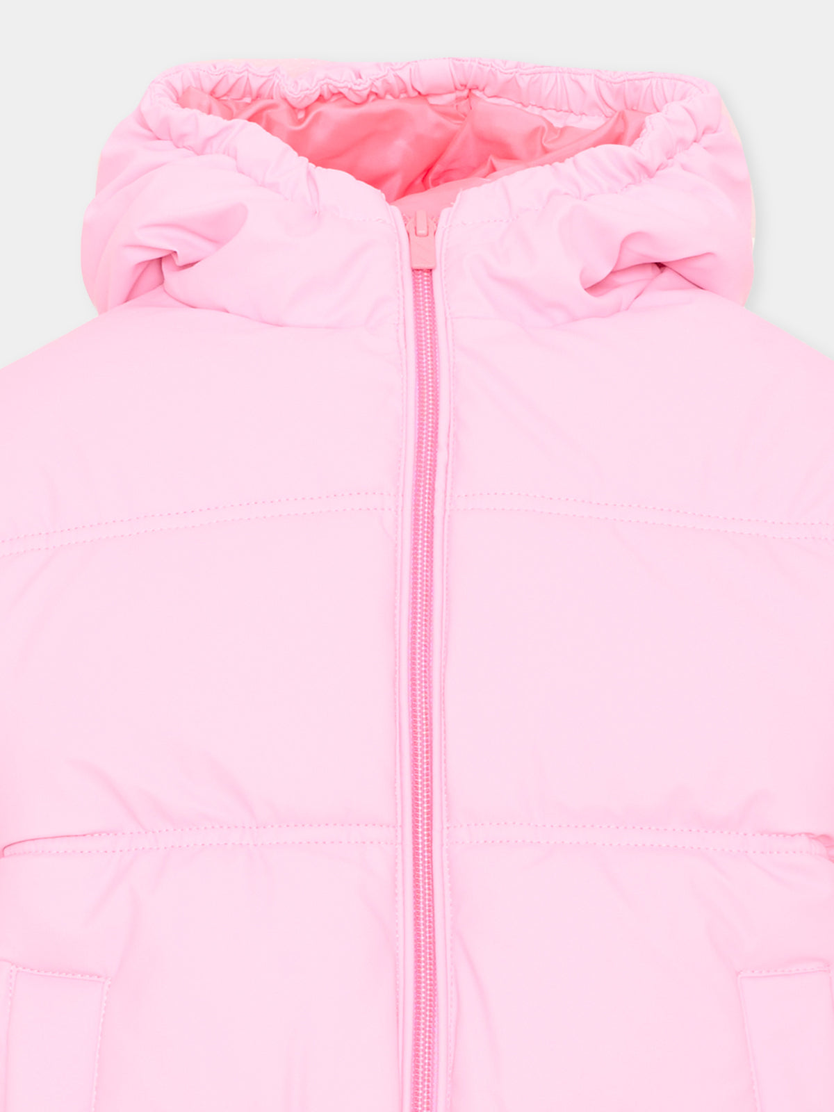 Piumini rosa per bambina con logo,Billieblush,U22444 48X