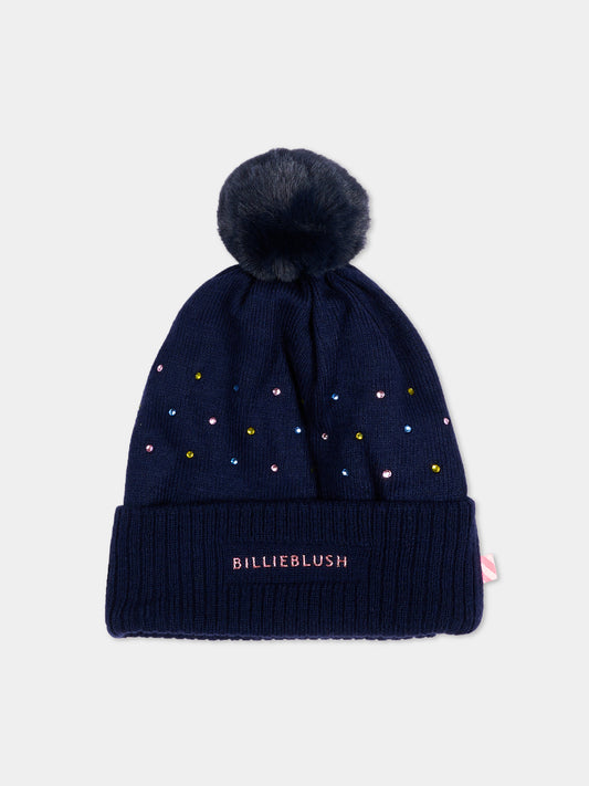 Berretto blu per bambina con logo,Billieblush,U22499 85T