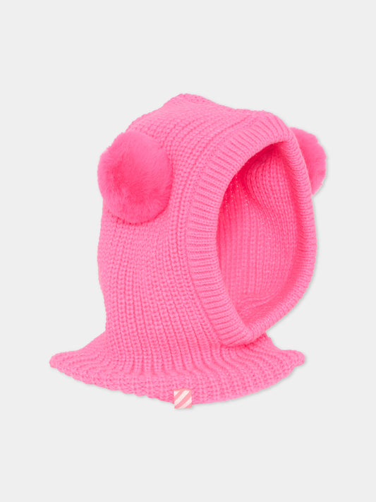 Balaclava fucsia per bambina con pompon,Billieblush,U22507 47A