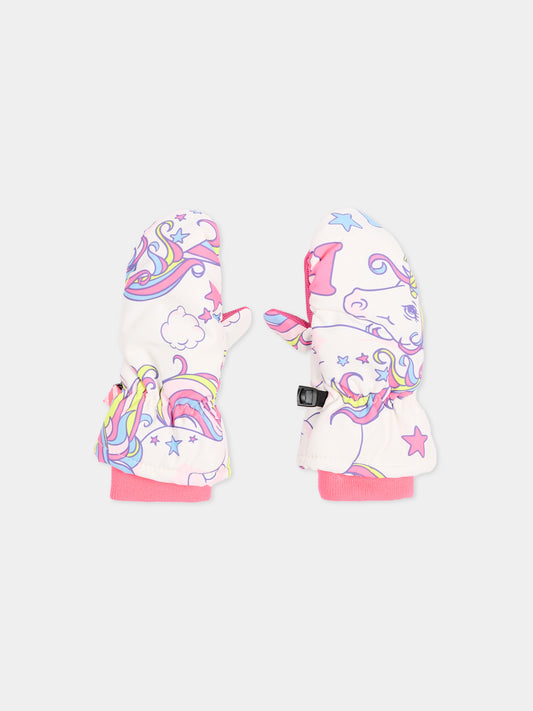 Guanti rosa per bambina con unicorni,Billieblush,U22542 47A