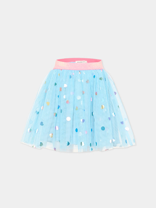 Gonna celeste per bambina con cuori,Billieblush,U22569 78R