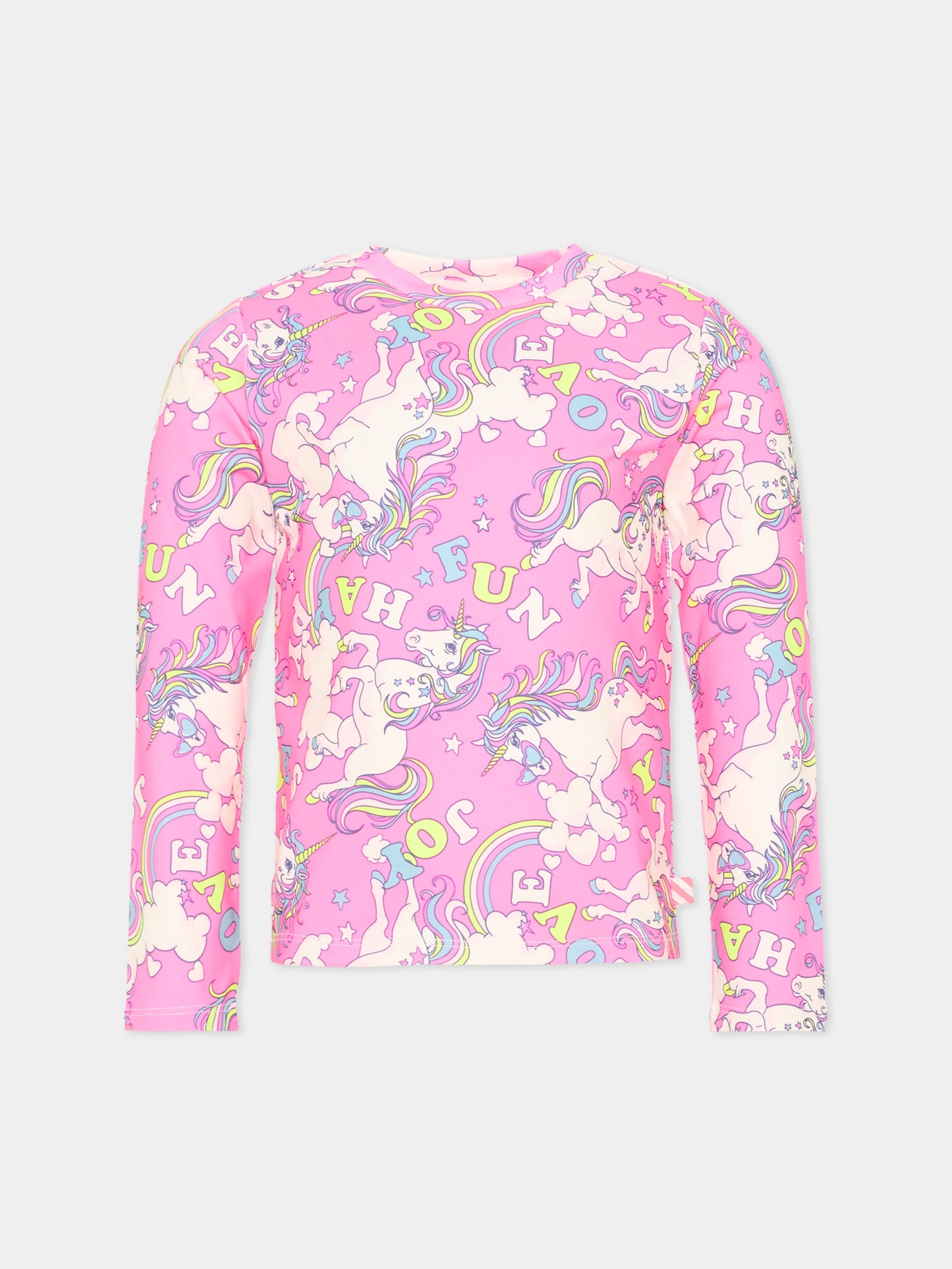 T-shirt rosa per bambina con unicorni,Billieblush,U22604 47A