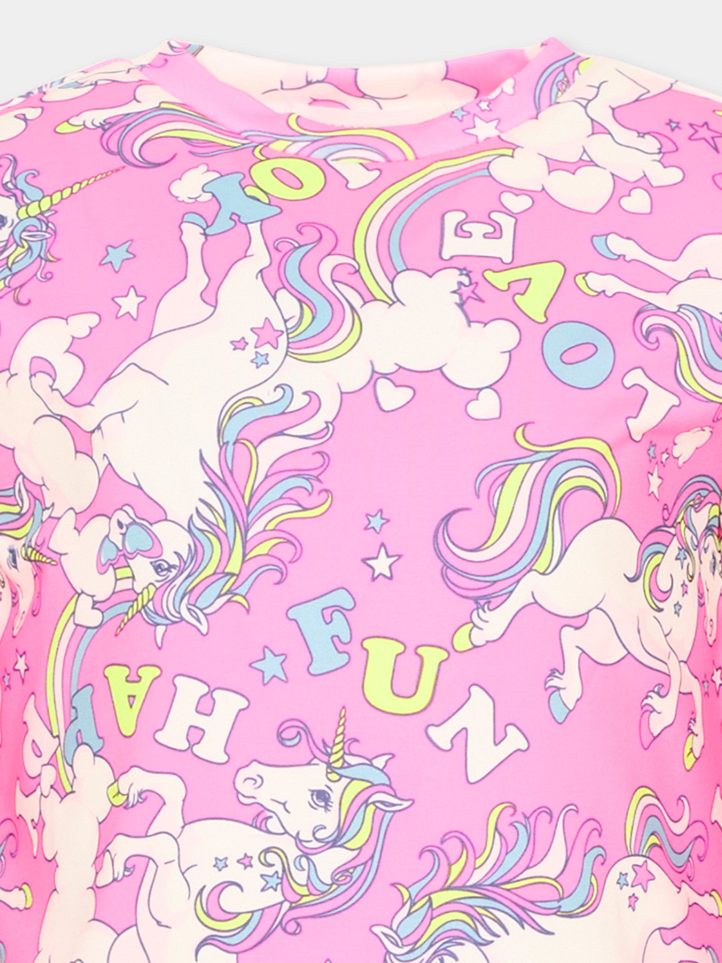 T-shirt rosa per bambina con unicorni,Billieblush,U22604 47A