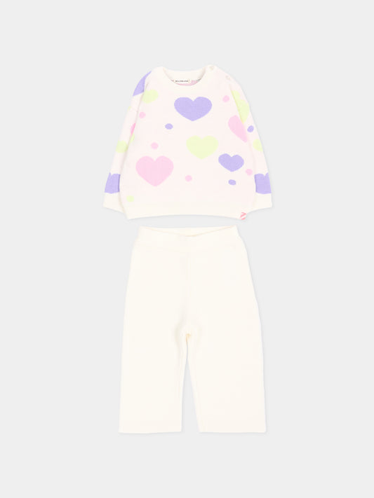 Completo sportivo avorio per neonata con cuori,Billieblush,U22611 121