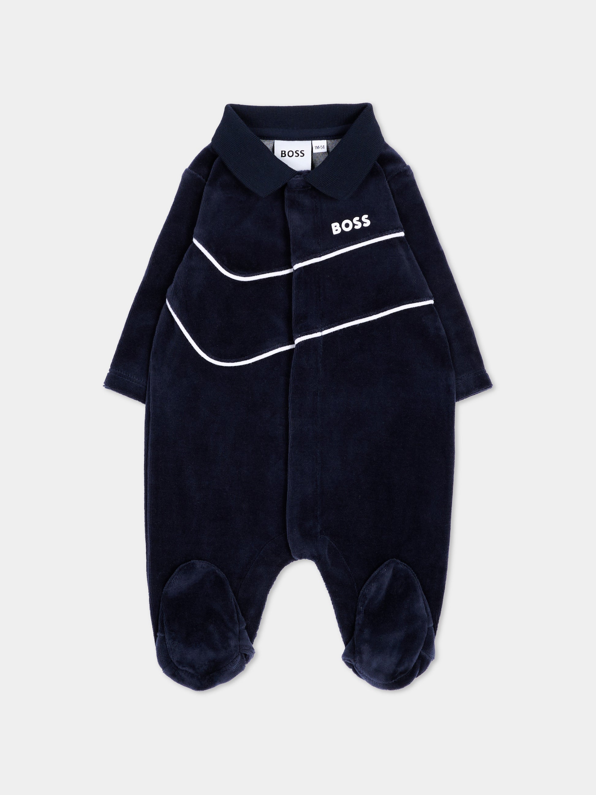Tutina blu per neonato con logo,Boss,J53288 849