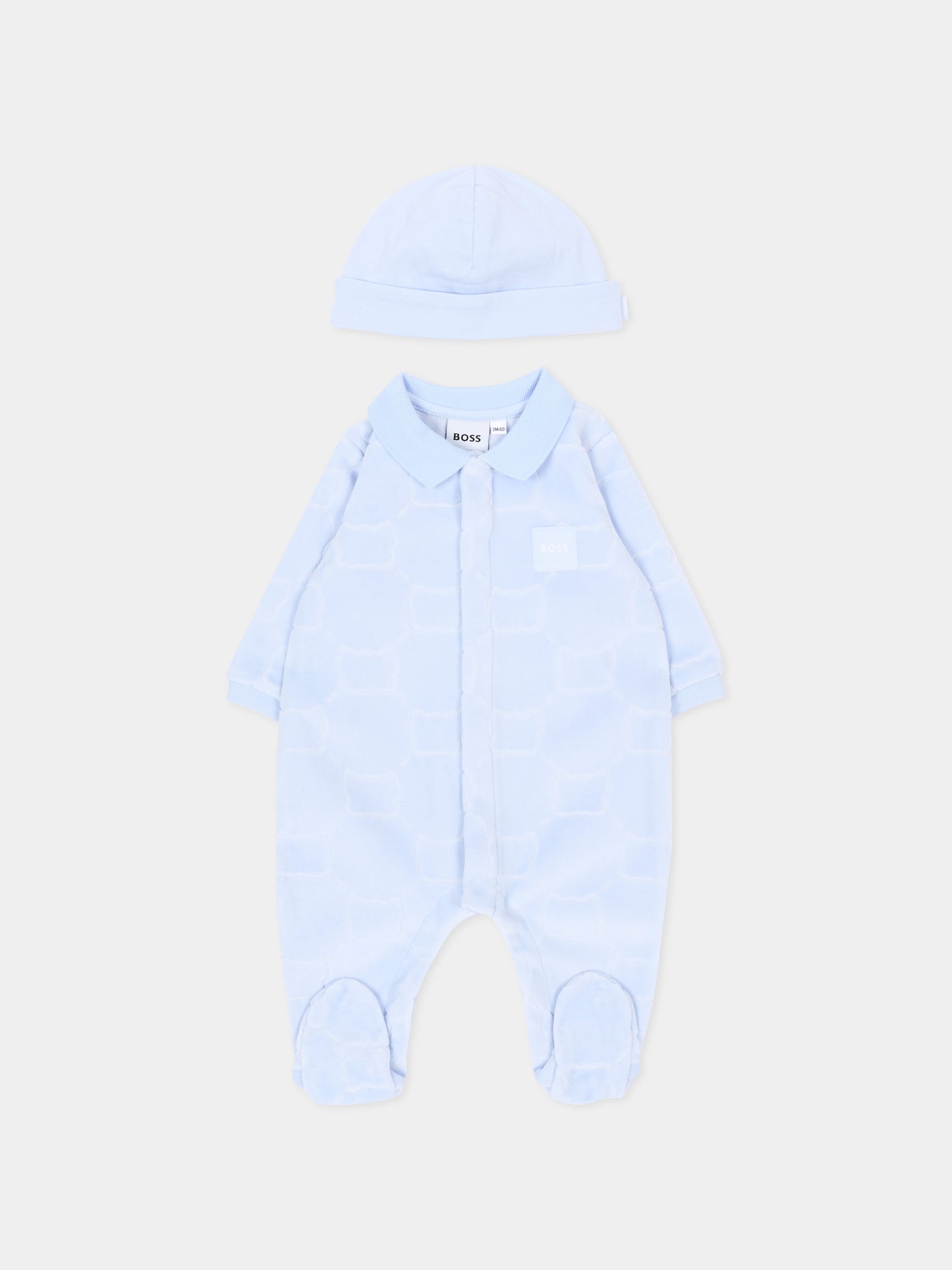 Set Tutine azzurro per neonato con logo,Boss,J53290 771