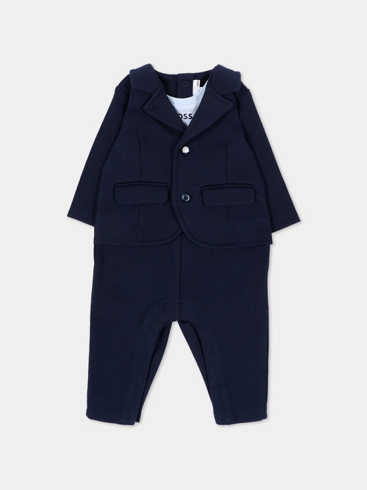 Tutina blu per neonato effetto giacca,Boss,J53303 849
