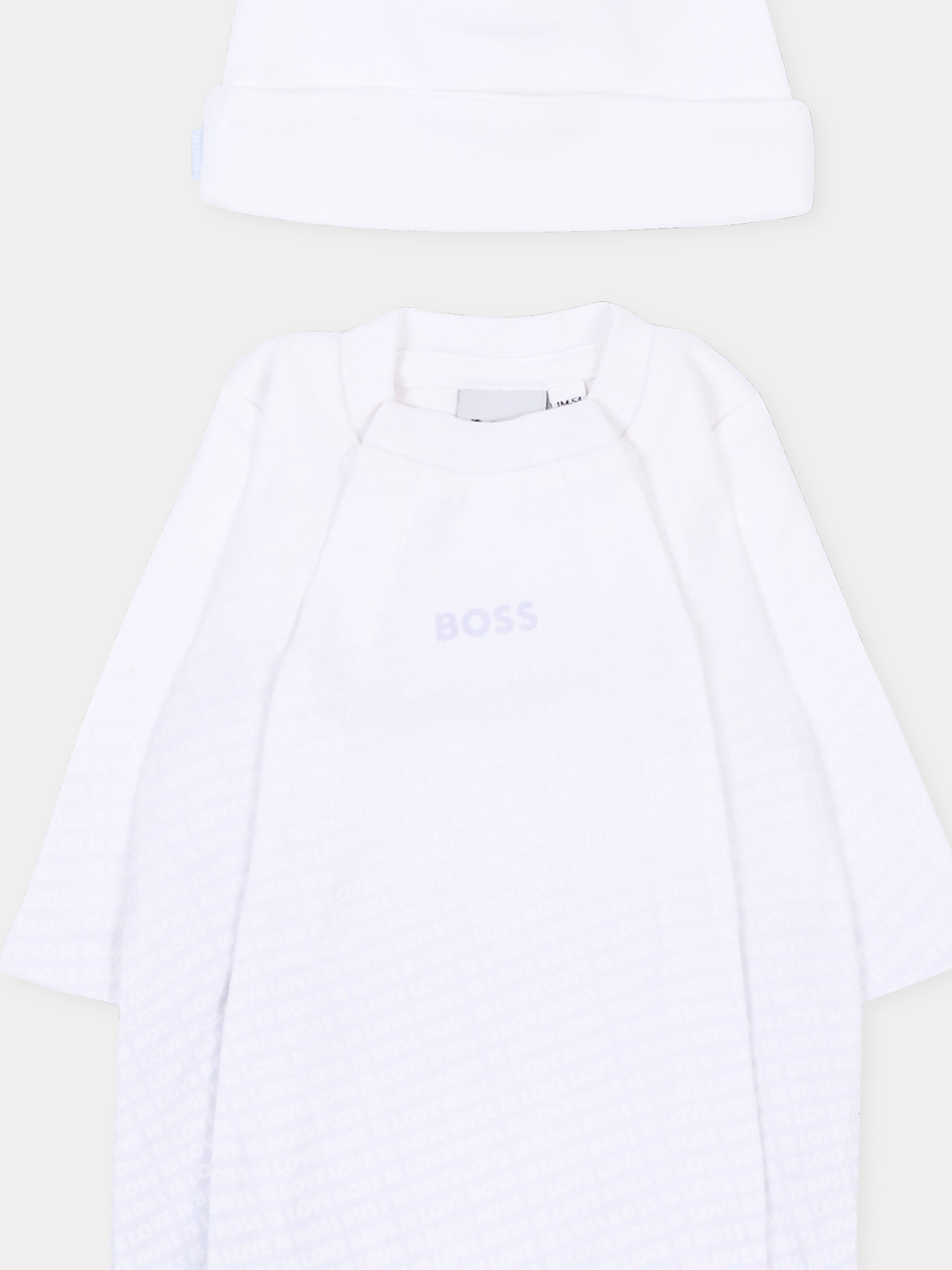 Set tutina bianco per neonato con logo,Boss,J53313 771