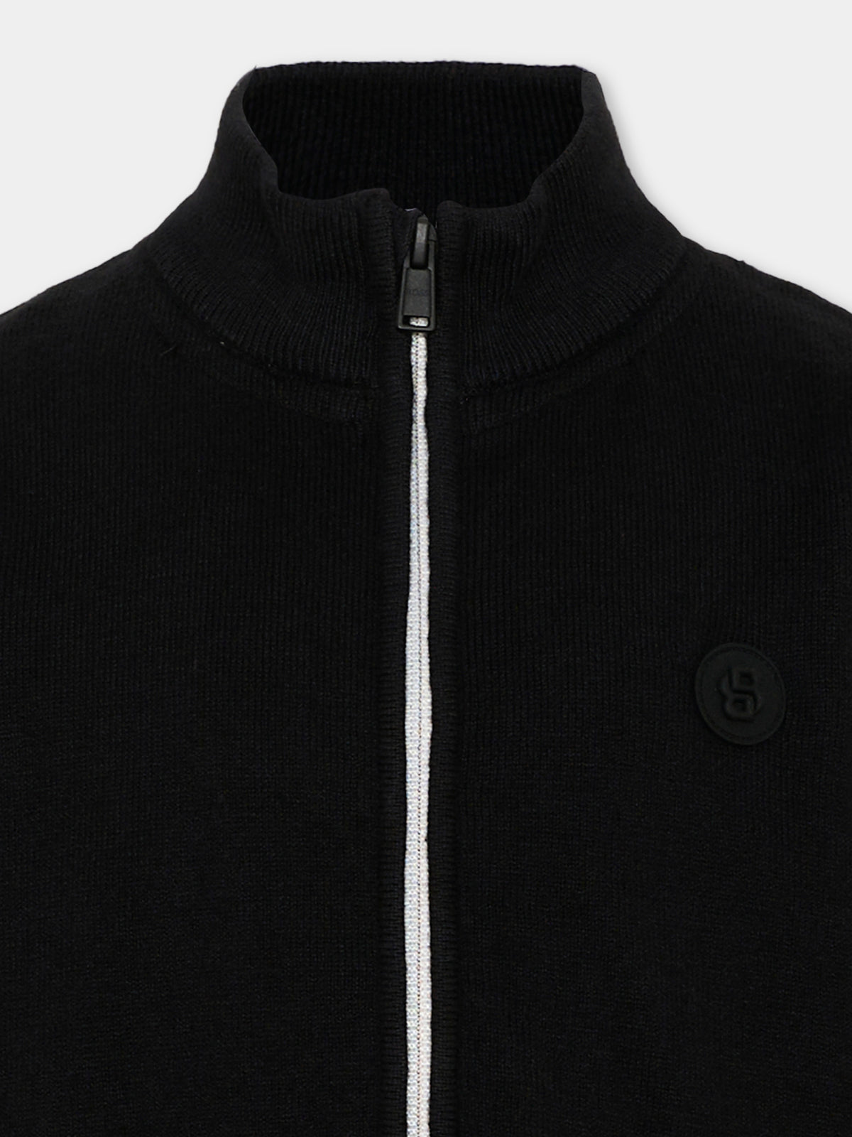 Cardigan nero per bambino con logo,Boss,J53360 09B