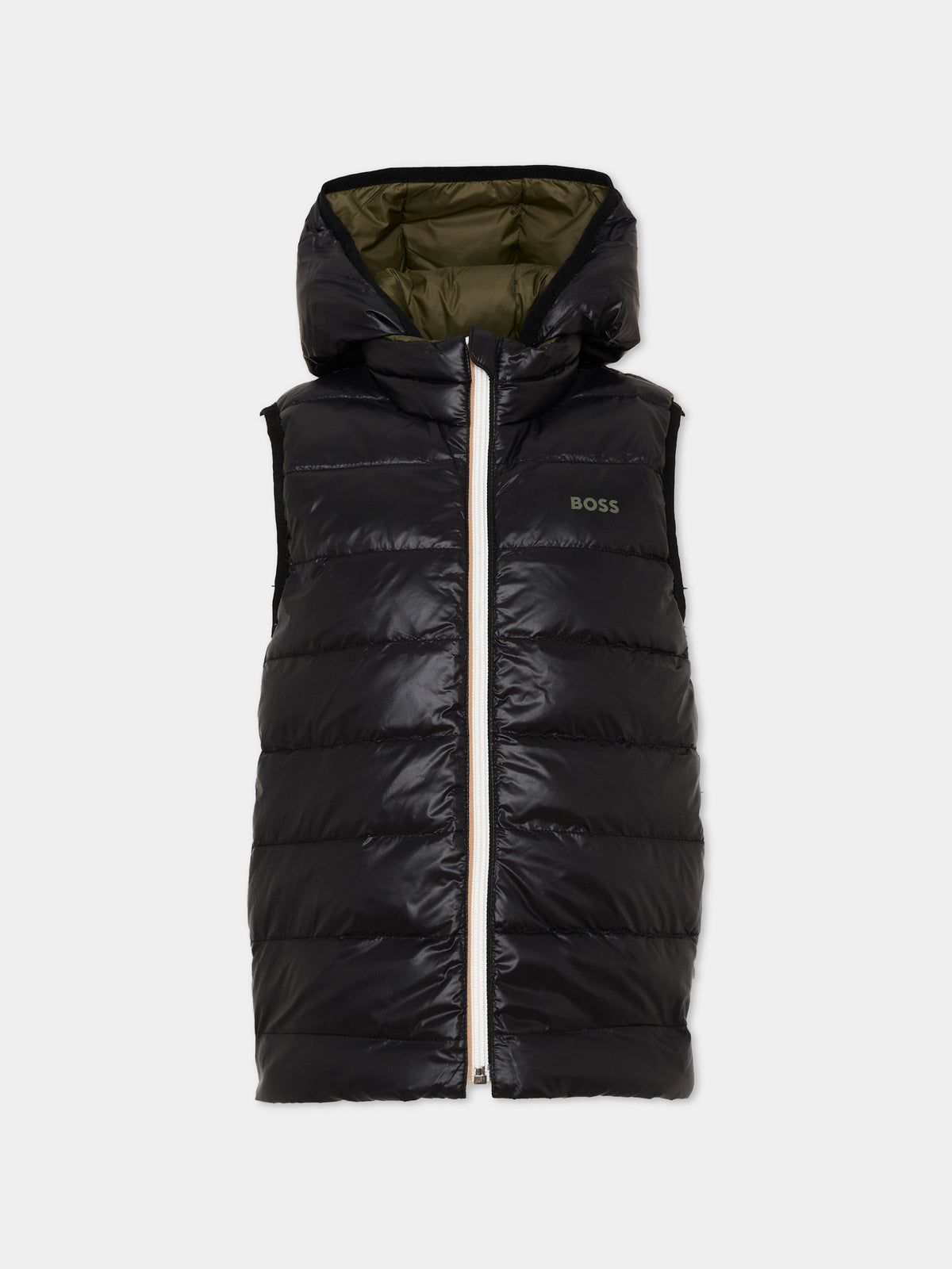 Gilet verde per bambino con logo,Boss,J53436 63D