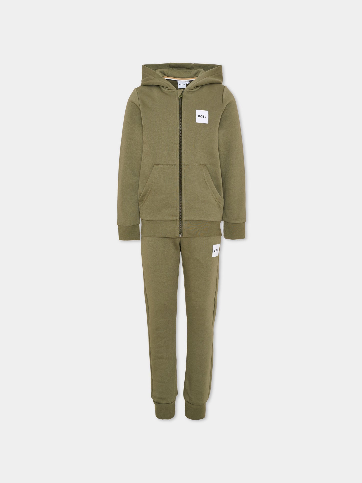 Completo sportivo lungo verde per bambino con logo,Boss,J53442 63D