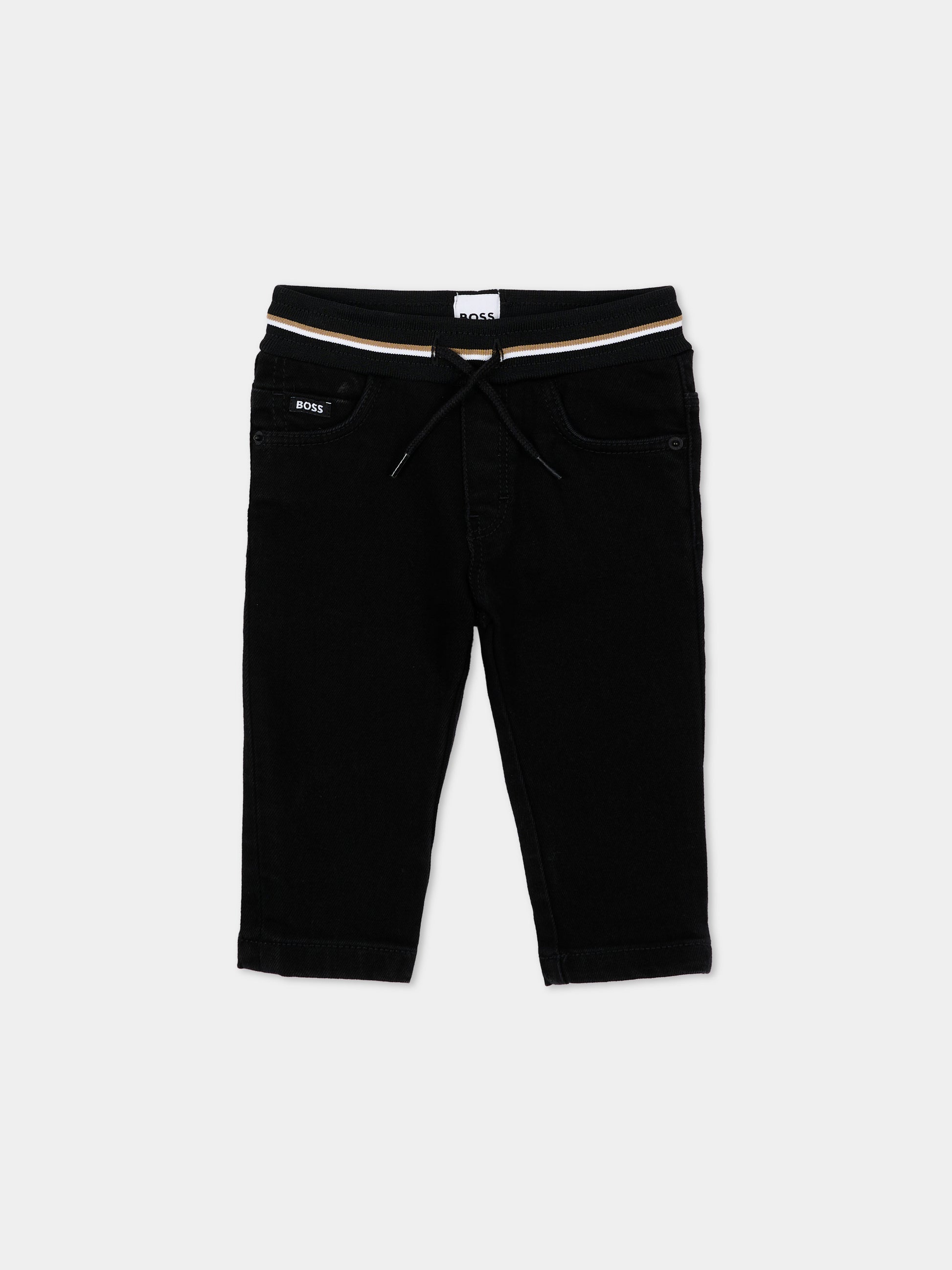 Jeans nero per neonato con logo,Boss,J53475 09B