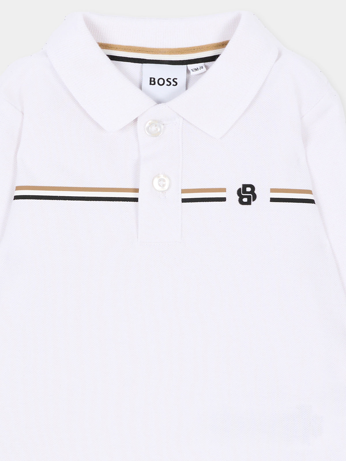 Polo a manica lunga bianca per neonato,Boss,J53485 10P