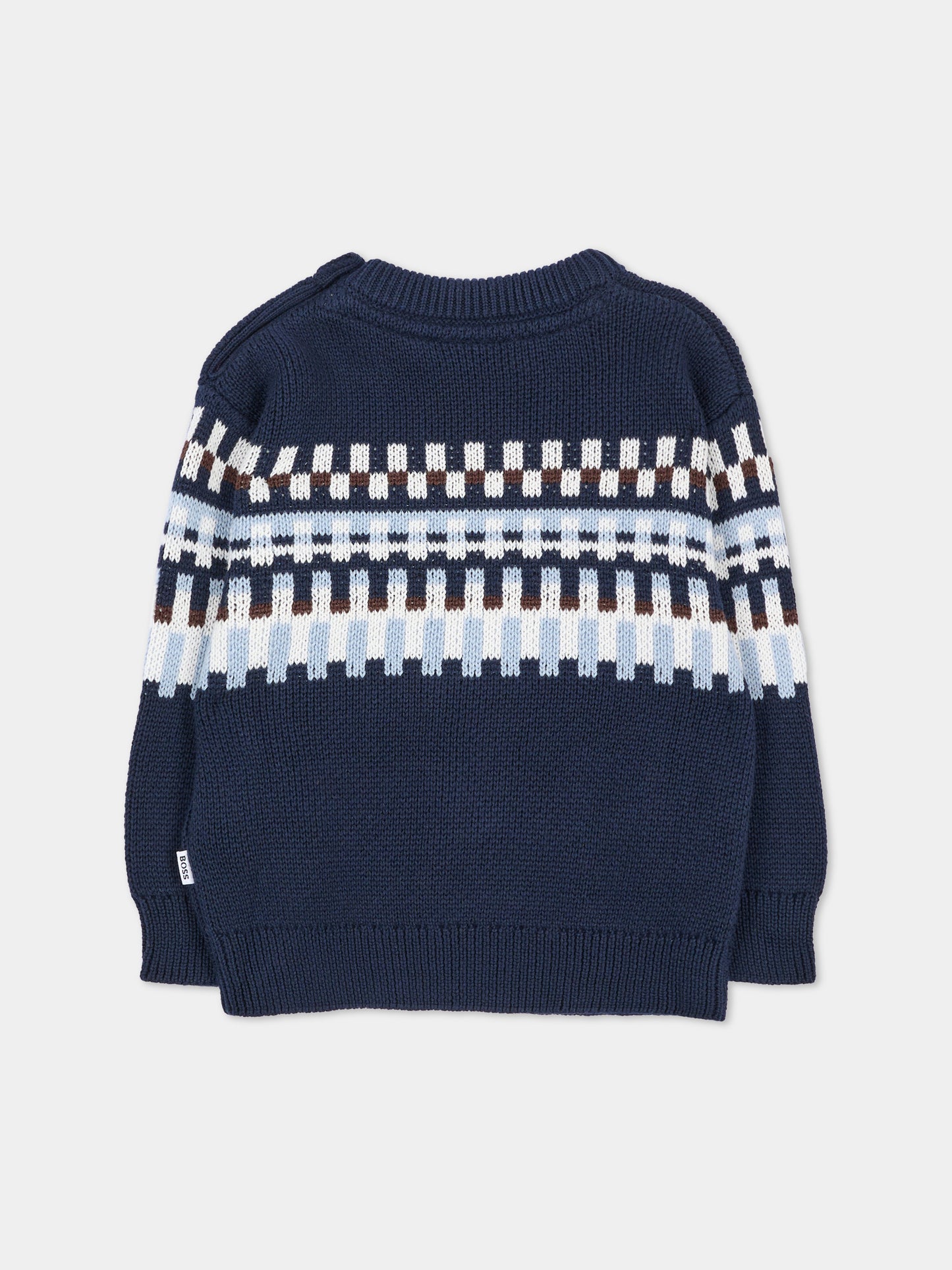 Maglione blu per neonato a righe,Boss,J53487 849