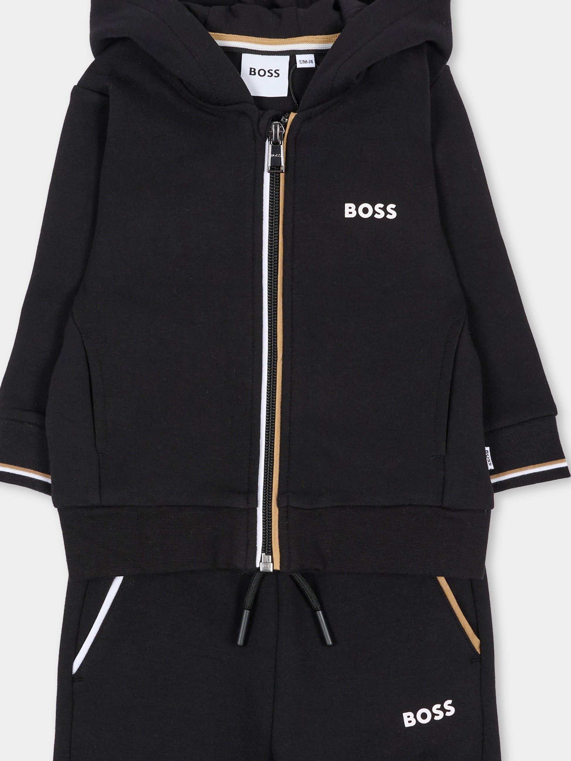 Completo sportivo lungo nero per neonato,Boss,J53511 09B