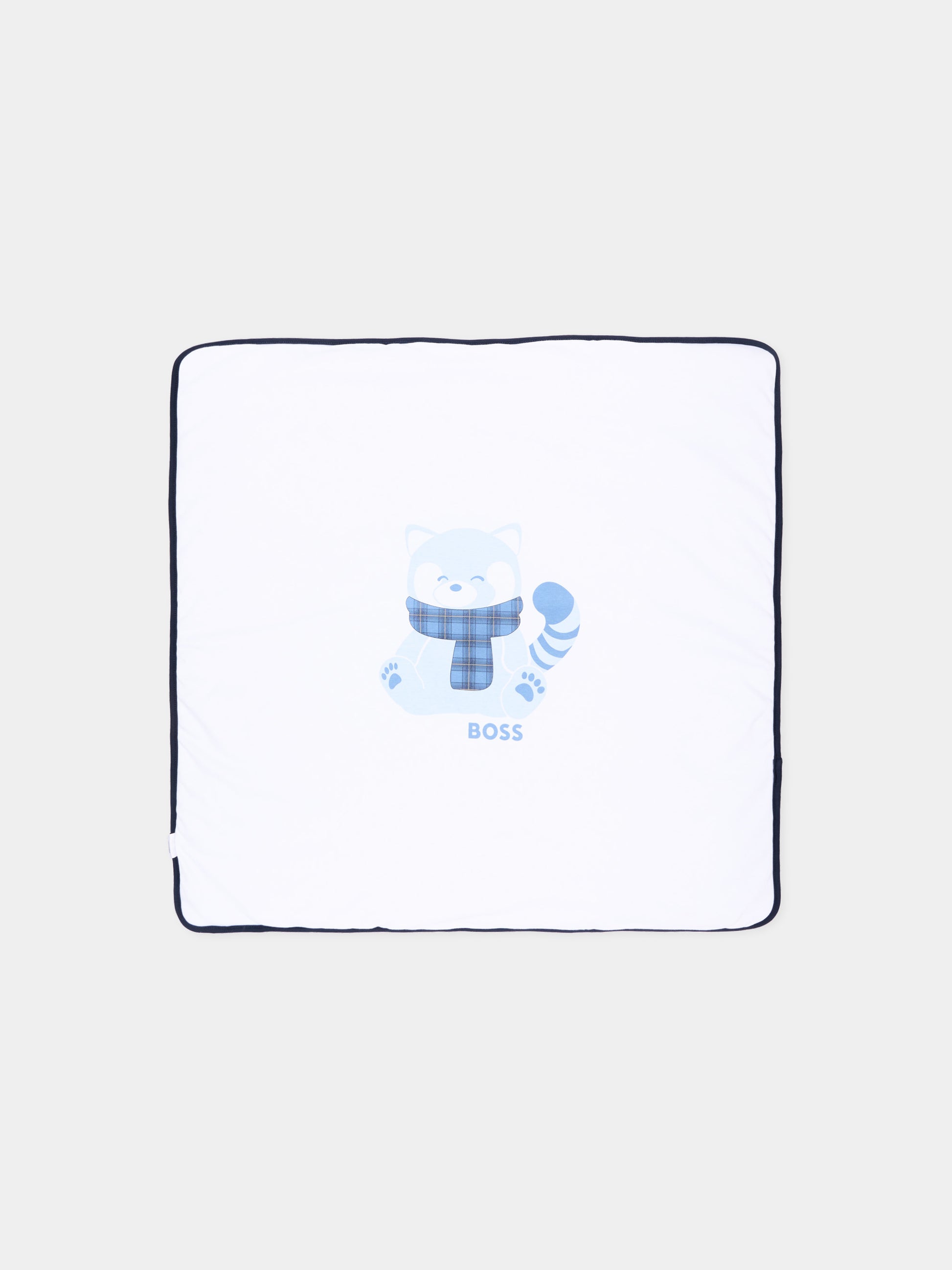 Coperta azzurra per neonato con logo,Boss,J53638 771
