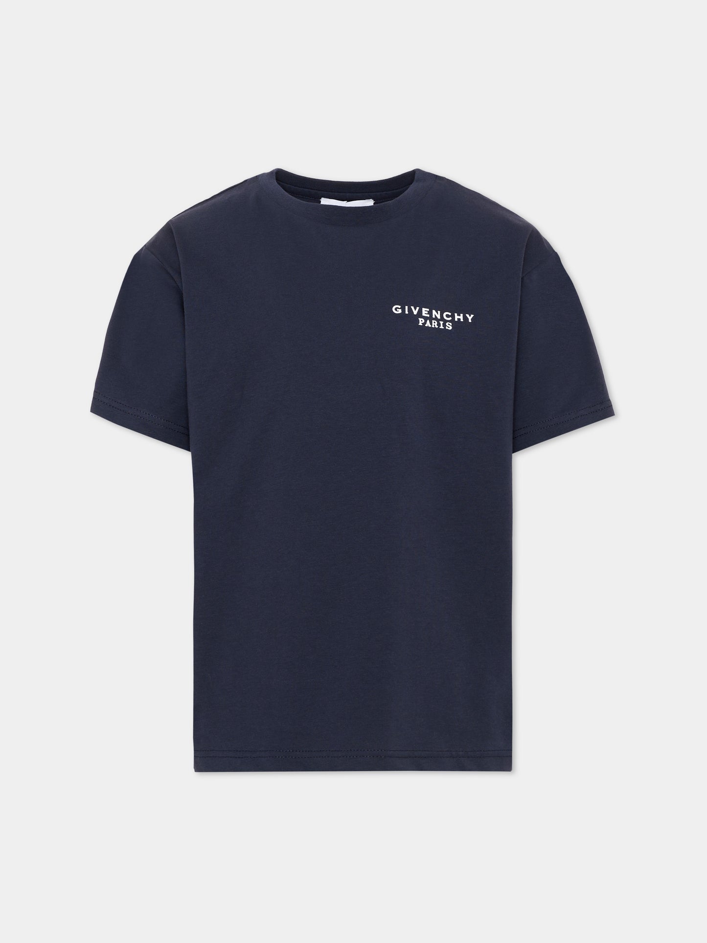 T-Shirt blu per bambini con logo,Givenchy Kids,H31280 853