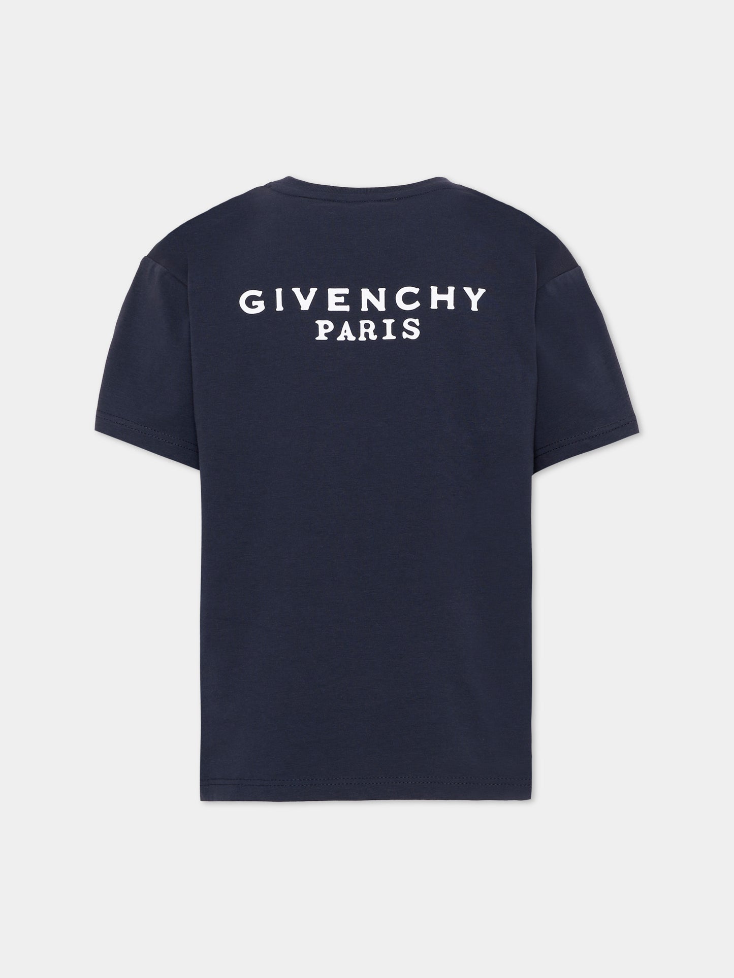 T-Shirt blu per bambini con logo,Givenchy Kids,H31280 853