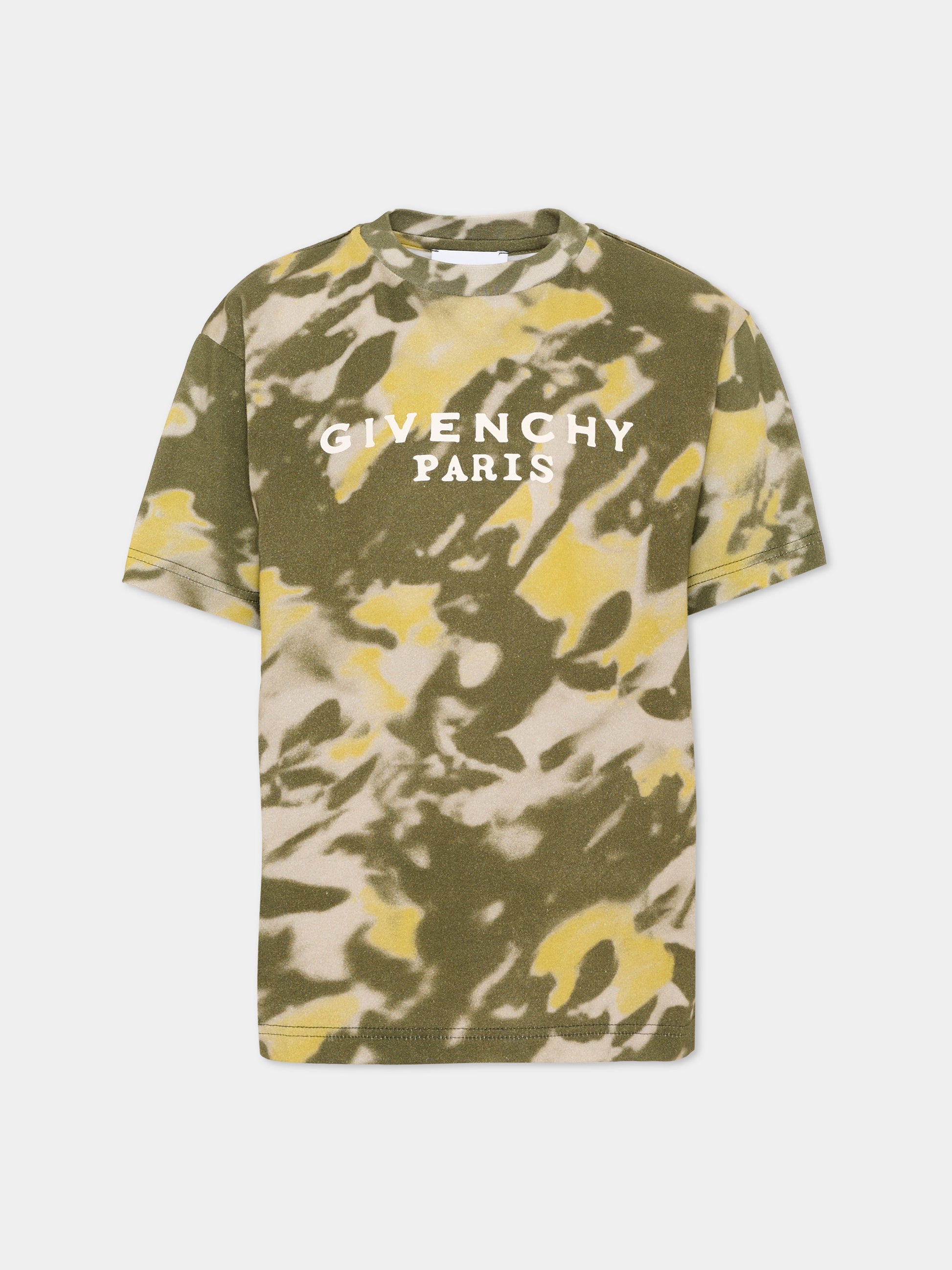 T-Shirt verde per bambino con logo,Givenchy Kids,H31281 653