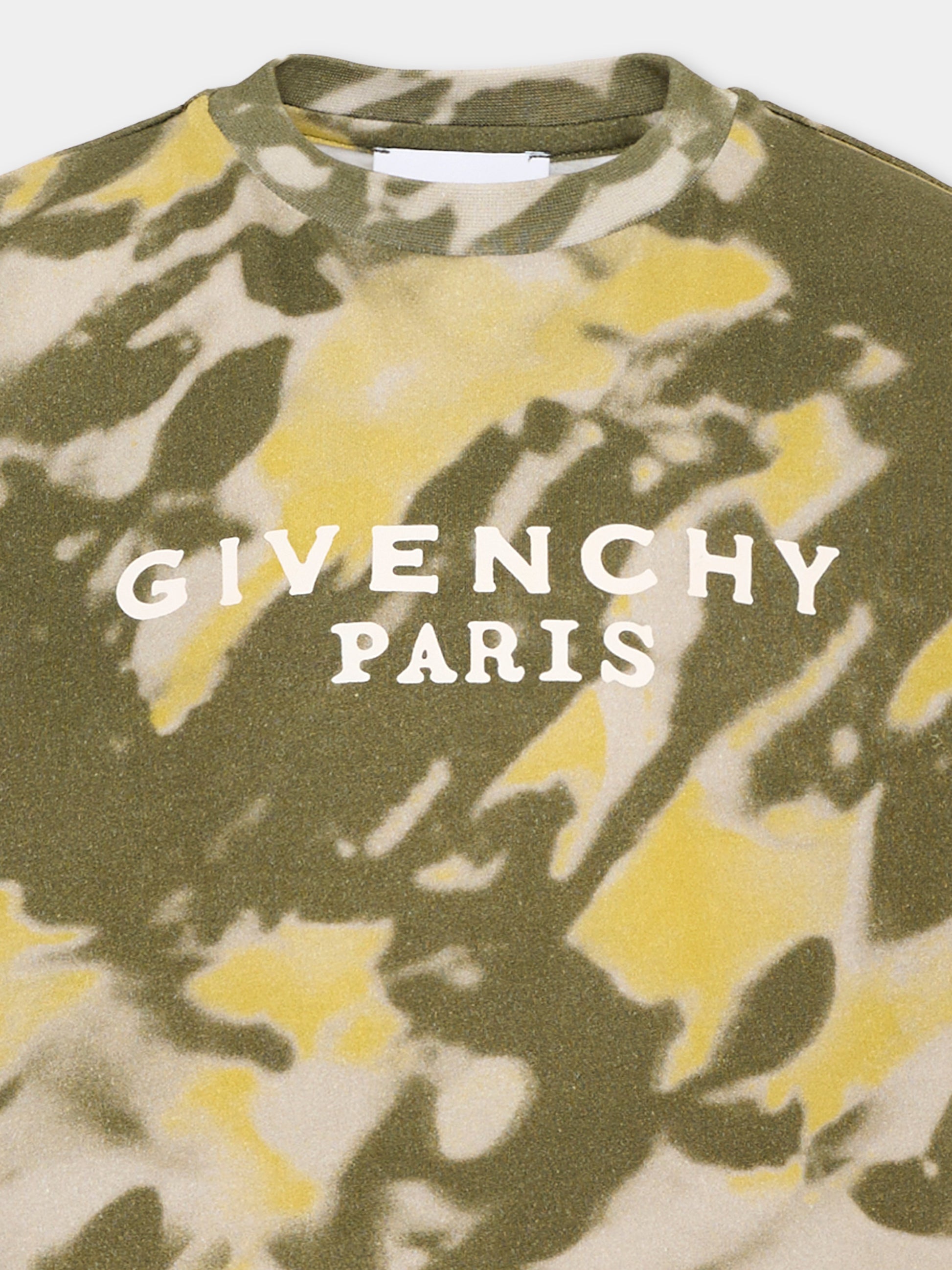 T-Shirt verde per bambino con logo,Givenchy Kids,H31281 653
