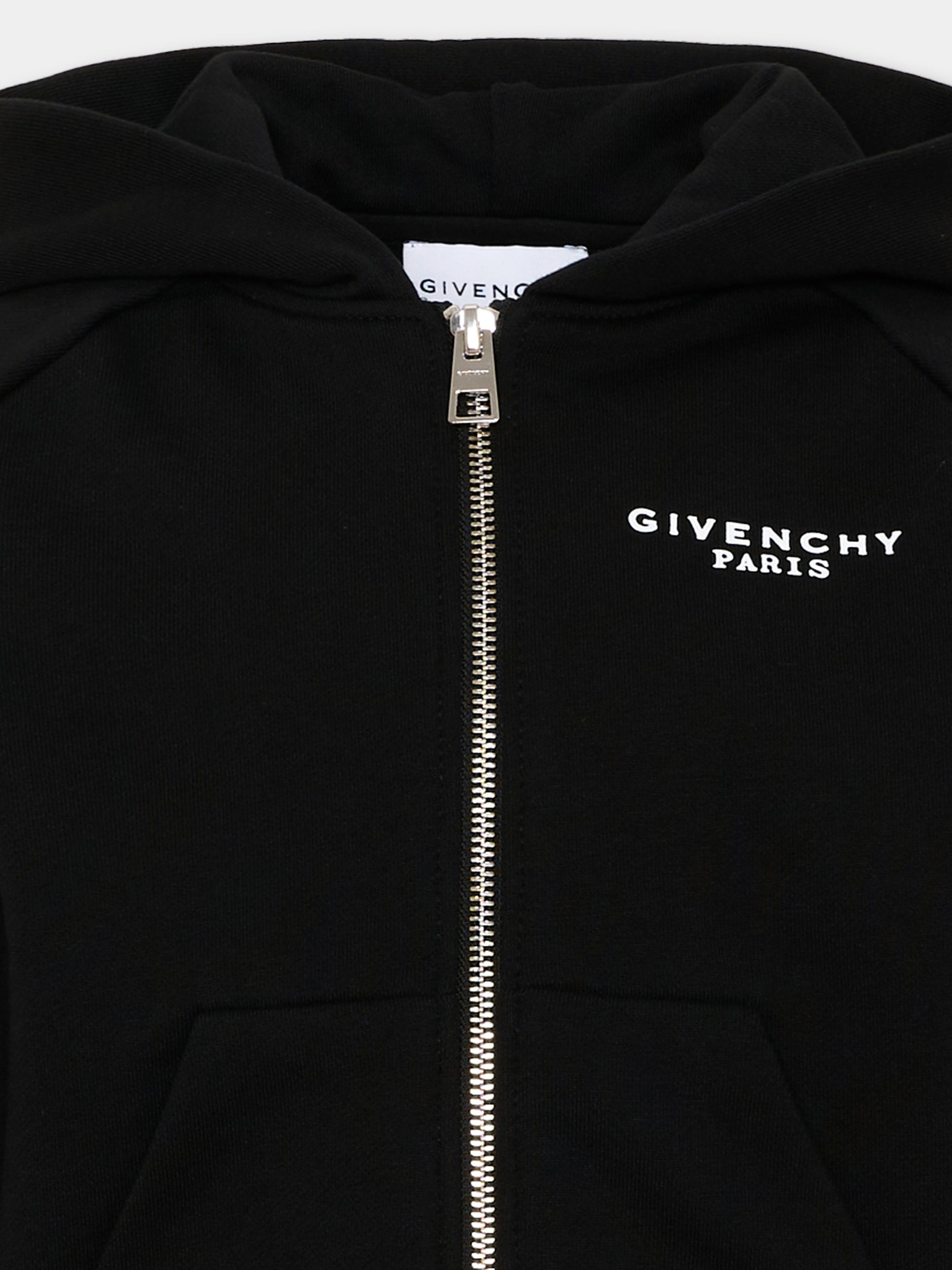 Felpa nera per bambina con logo,Givenchy Kids,H31327 09B