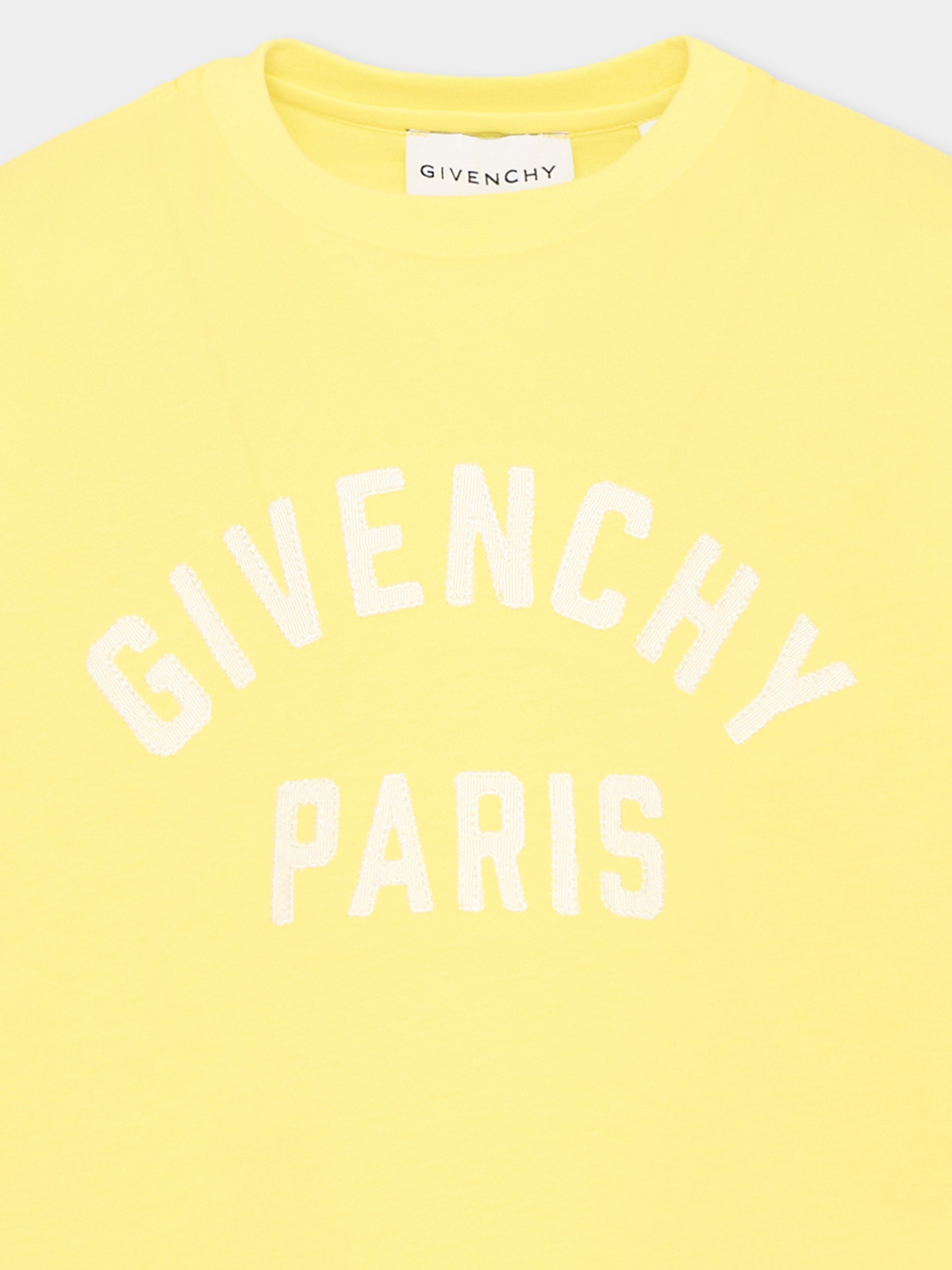 T-Shirt gialla per bambini con logo,Givenchy Kids,H31345 508