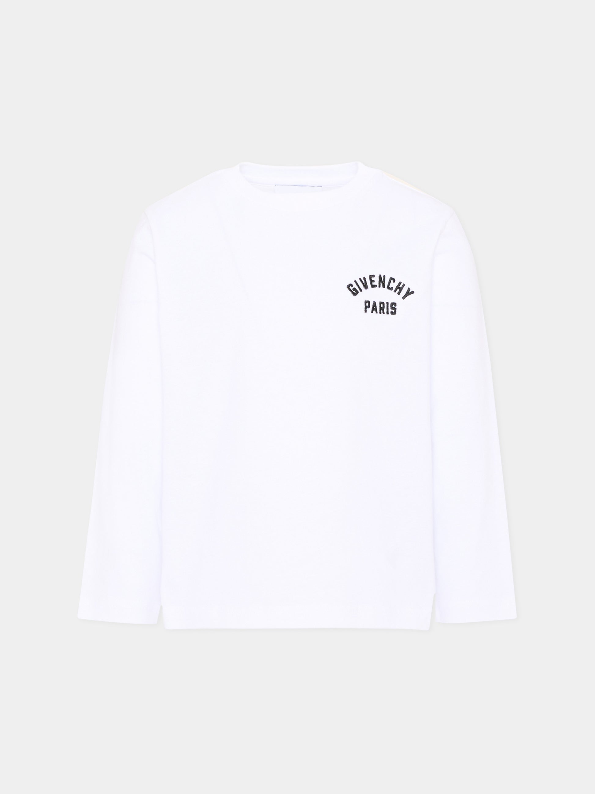 T-Shirt a manica lunga bianca per bambino con logo,Givenchy Kids,H31347 10P