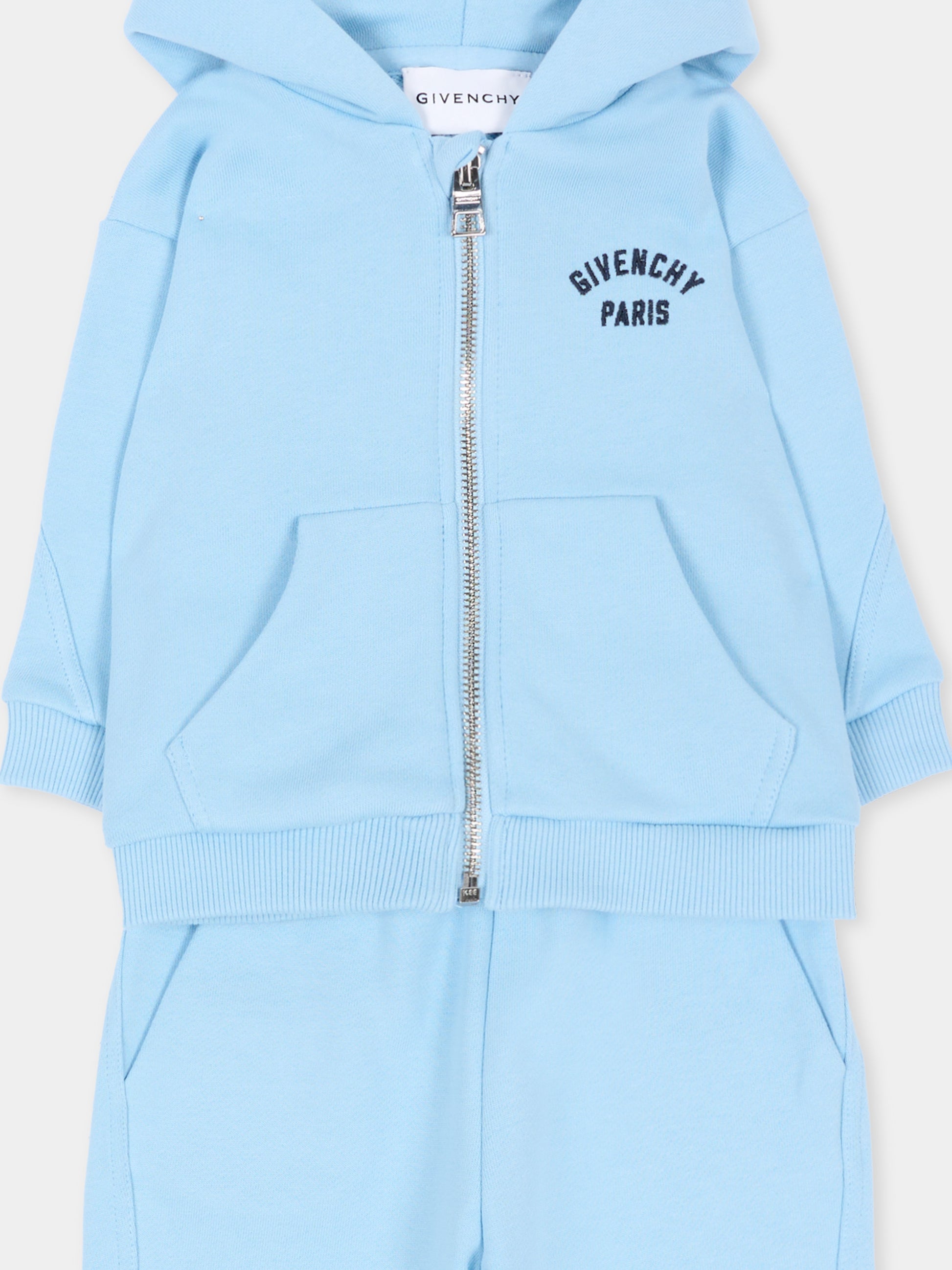 Completo sportivo lungo celeste per neonato,Givenchy Kids,H31366 789