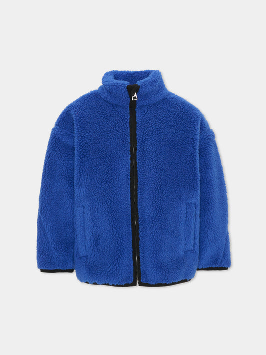Ecopelliccia blu per bambino con logo,Givenchy Kids,H31403 865