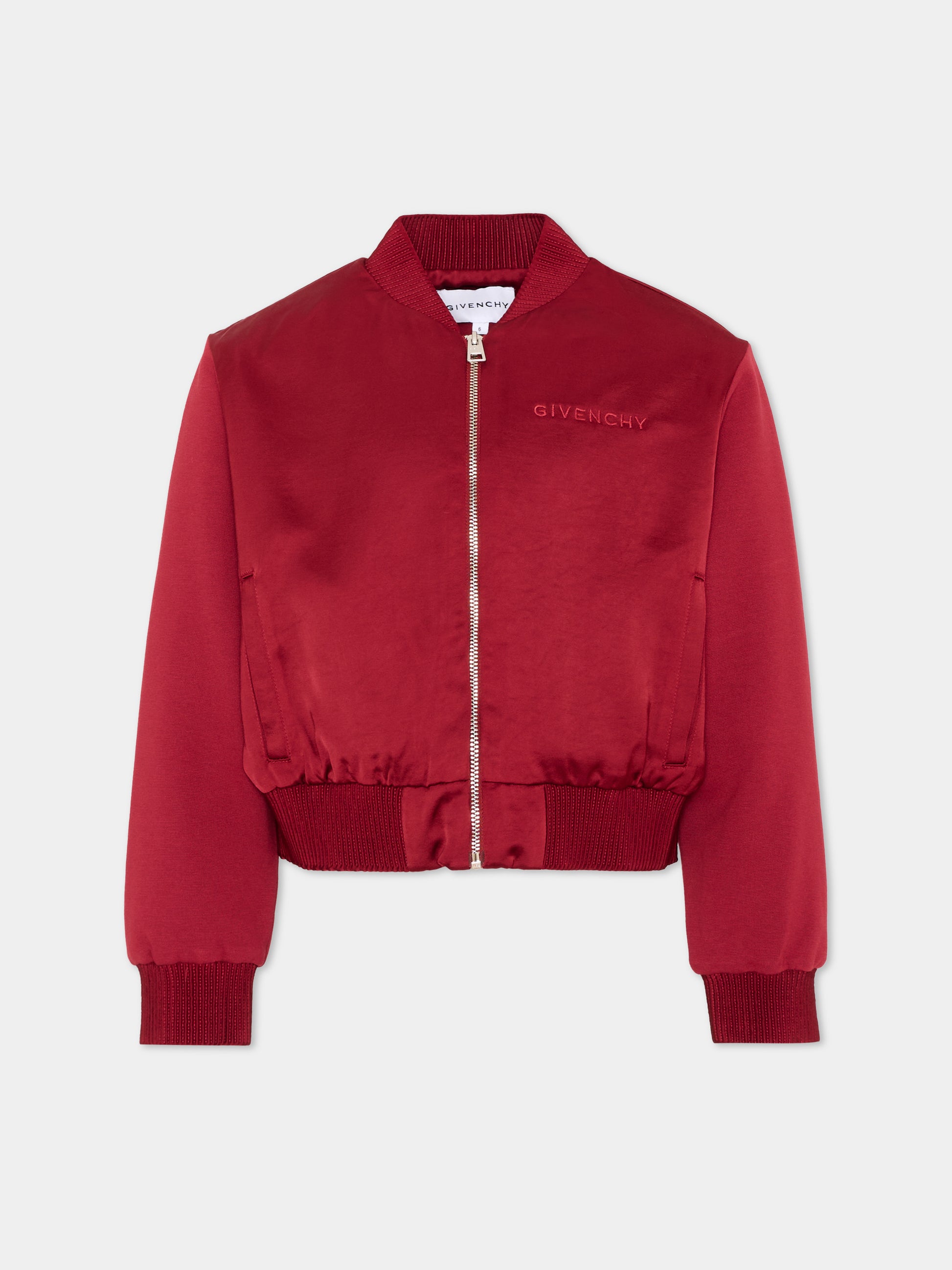 Bomber bordeaux per bambina con logo,Givenchy Kids,H31432 96D