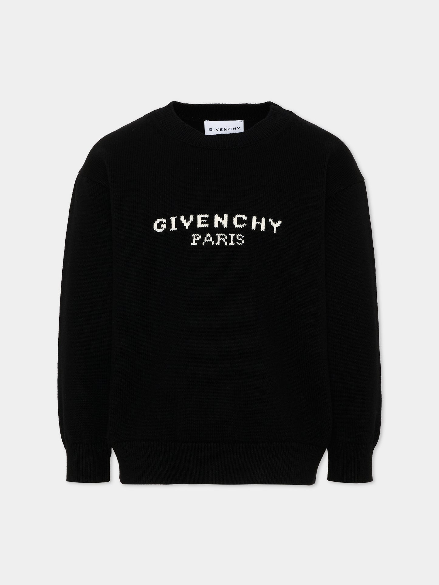 Maglione nero per bambini con logo,Givenchy Kids,H31441 09B