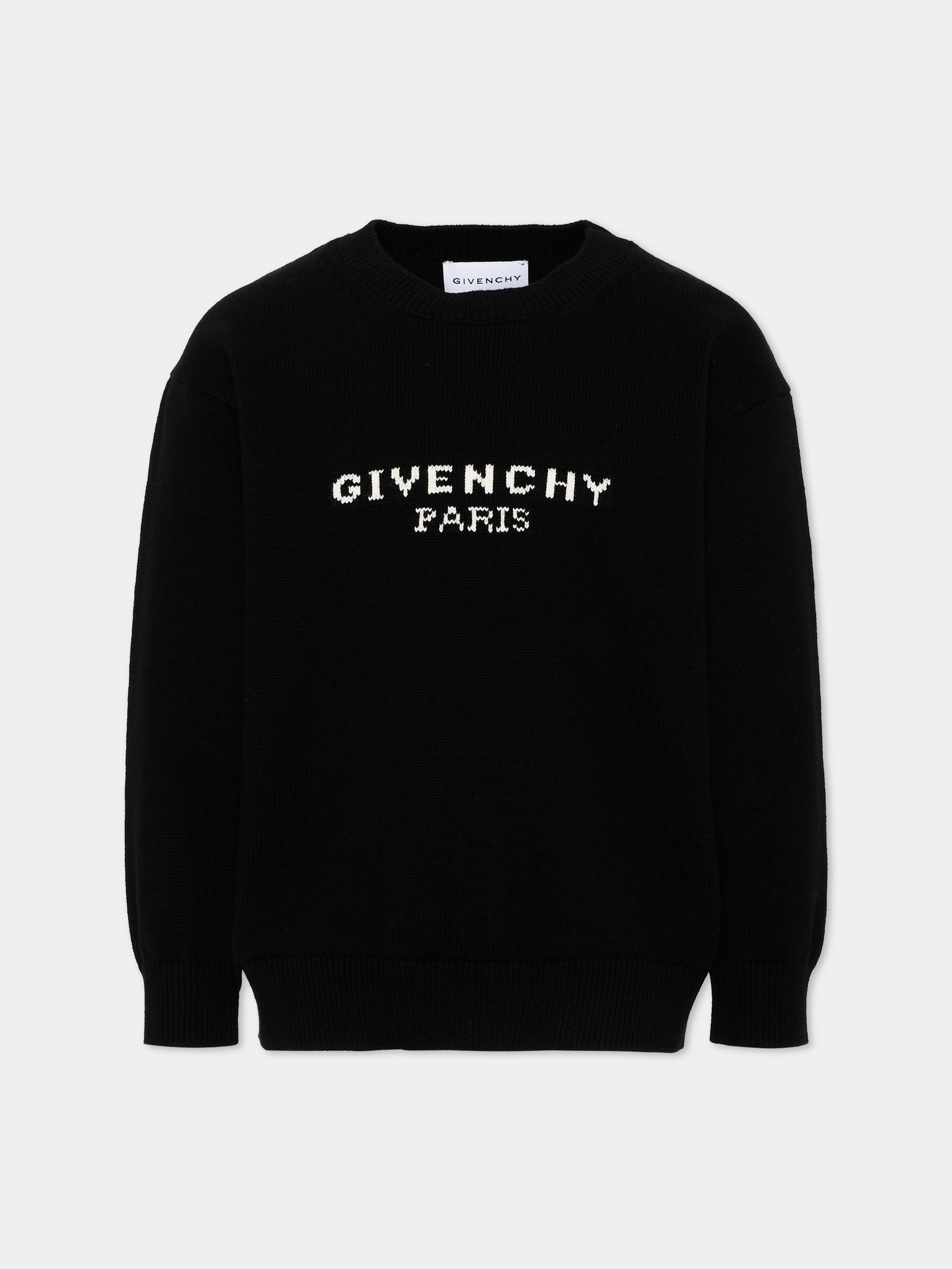 Maglione nero per bambini con logo,Givenchy Kids,H31441 09B