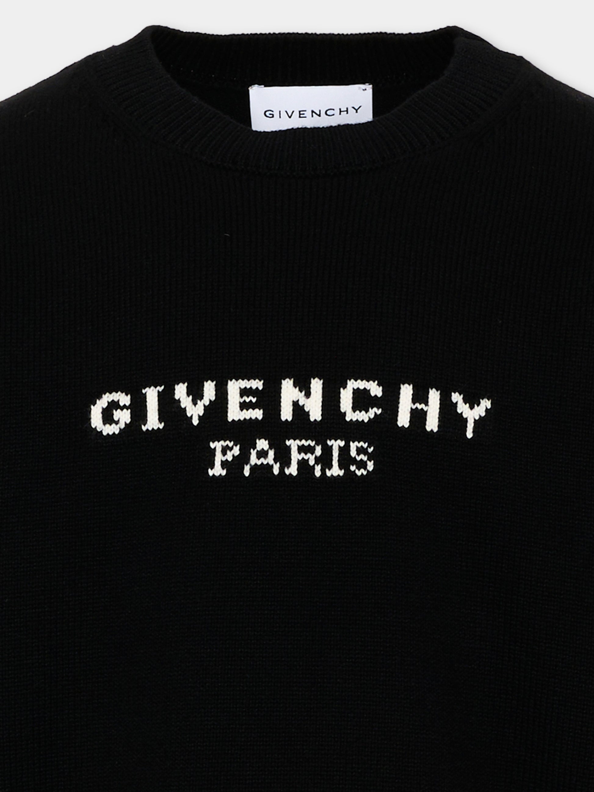 Maglione nero per bambini con logo,Givenchy Kids,H31441 09B