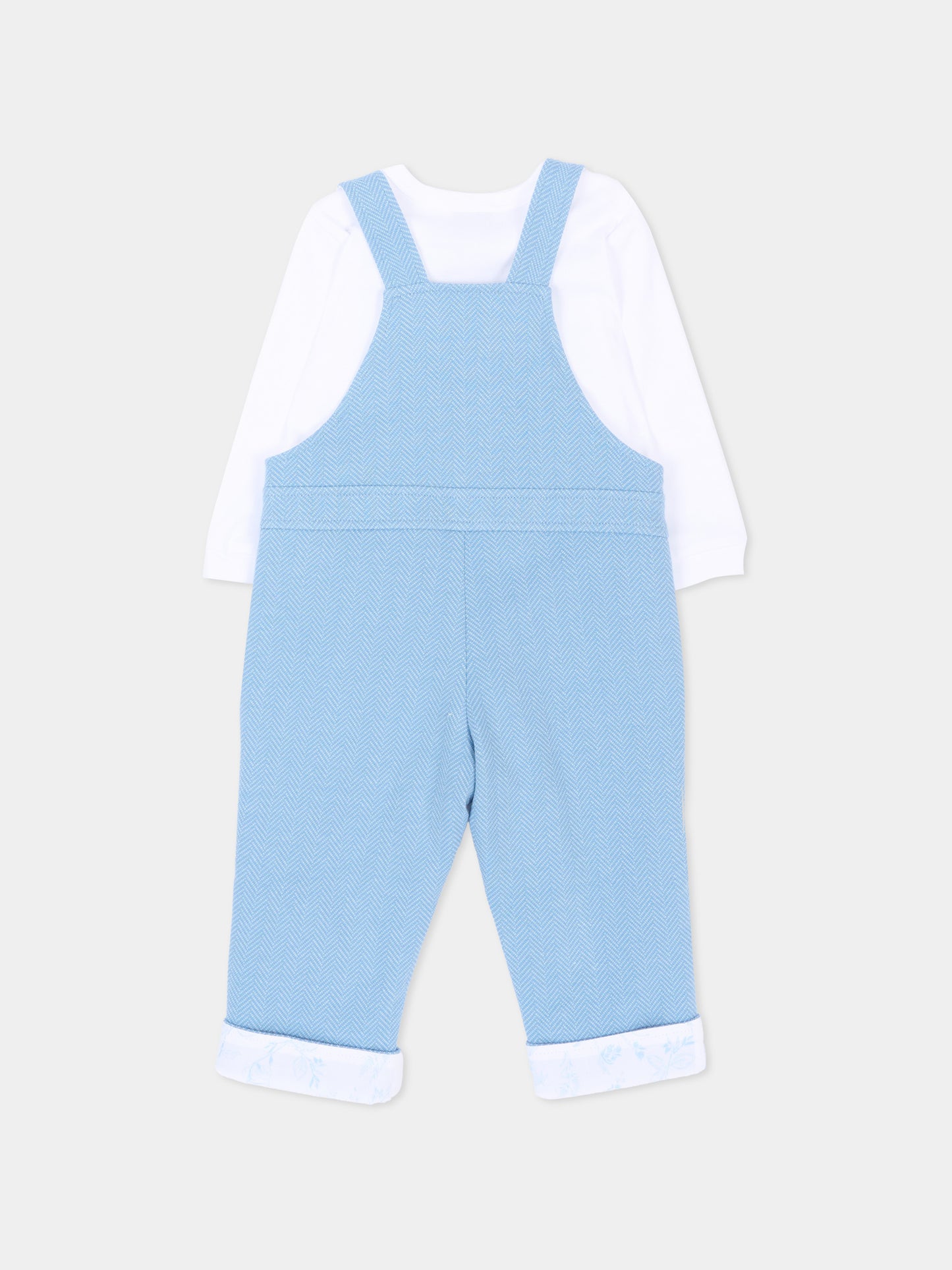 Salopette azzurra per neonato con ricamo,Givenchy Kids,H31538 783