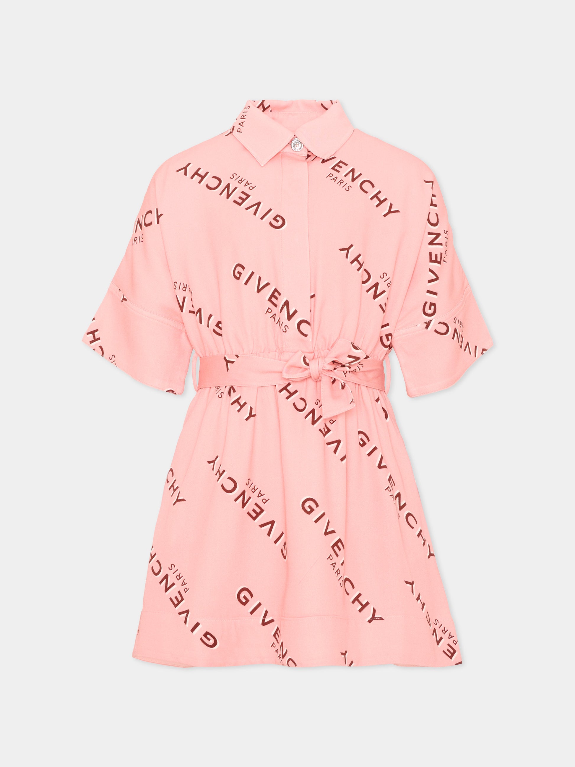 Vestito rosa per bambina con logo,Givenchy Kids,H31557 46G