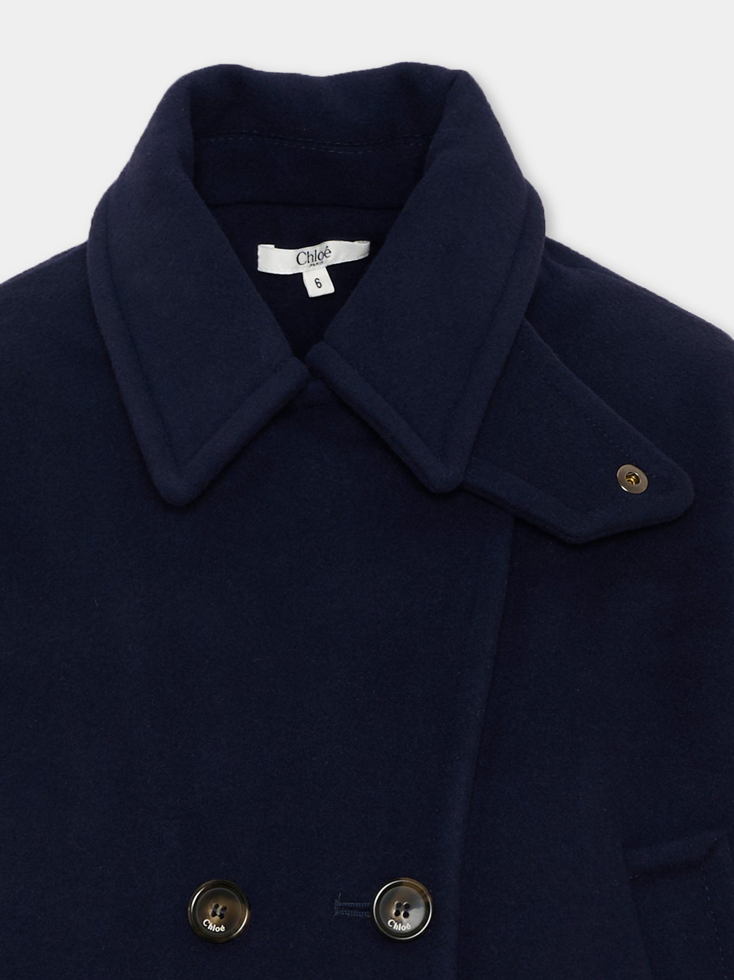 Cappotto blu per bambina doppiopetto,Chloé Kids,C21281 859