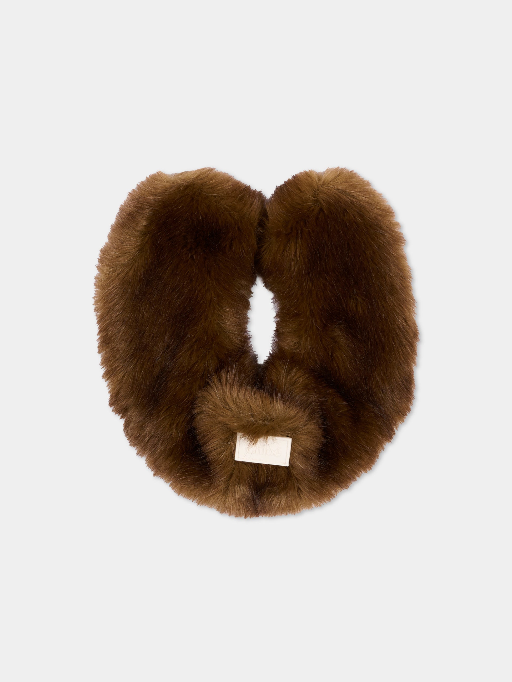 Sciarpa marrone in ecopelliccia,Chloé Kids,C21314 33F