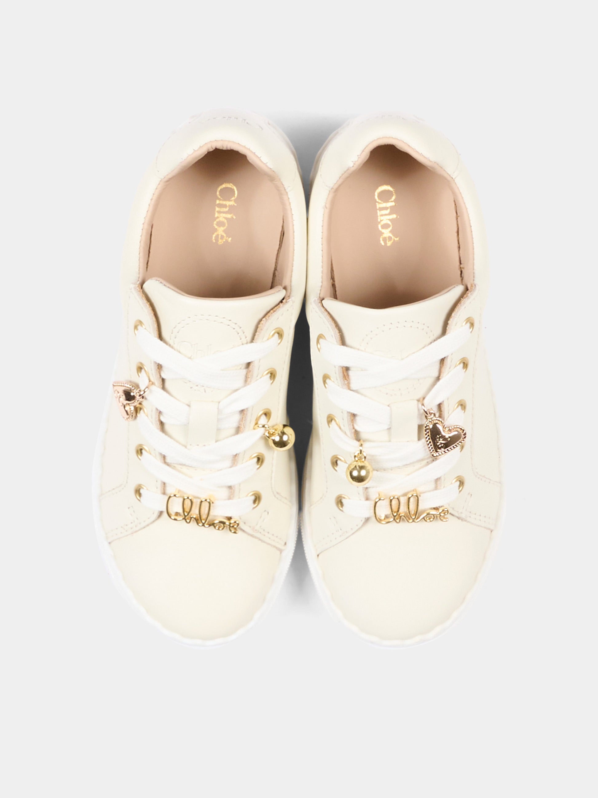 Sneakers bianche per bambina con logo,Chloé Kids,C21334 117