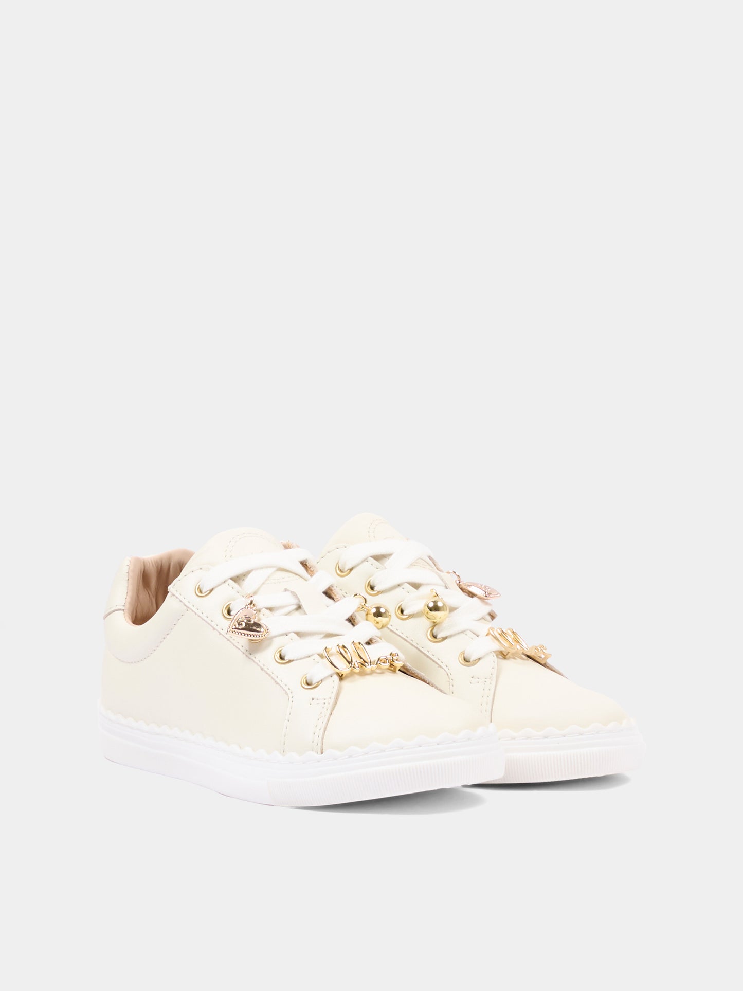 Sneakers bianche per bambina con logo,Chloé Kids,C21334 117