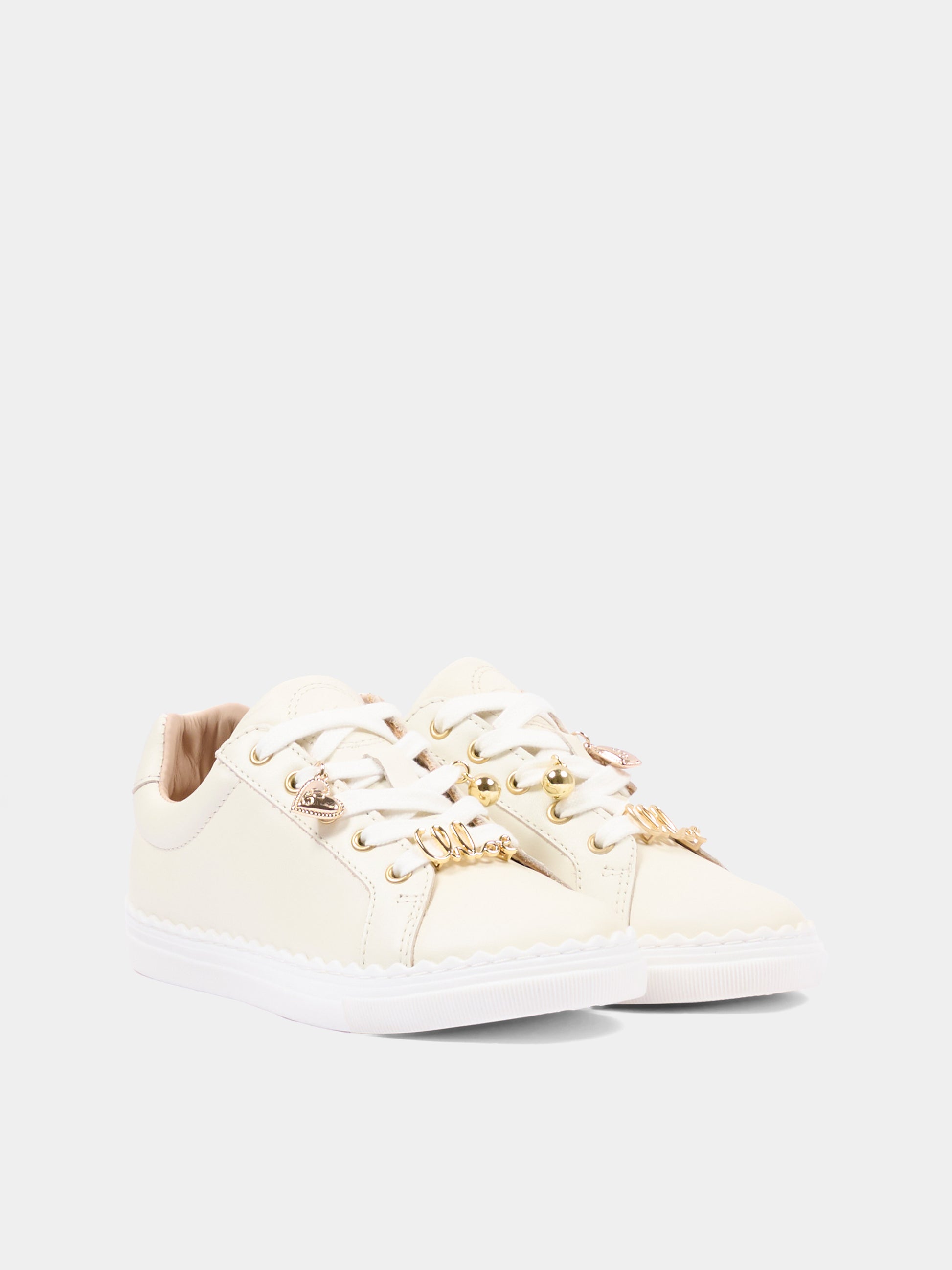 Sneakers bianche per bambina con logo,Chloé Kids,C21334 117