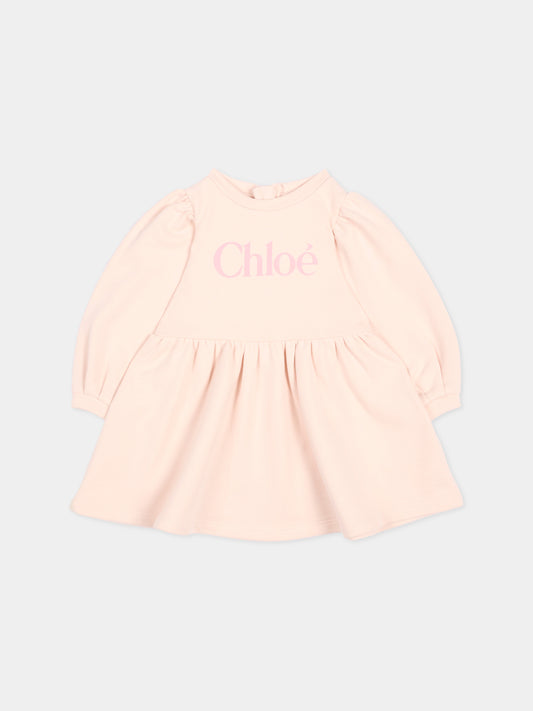Vestito rosa per neonata con logo,Chloé Kids,C21335 46J