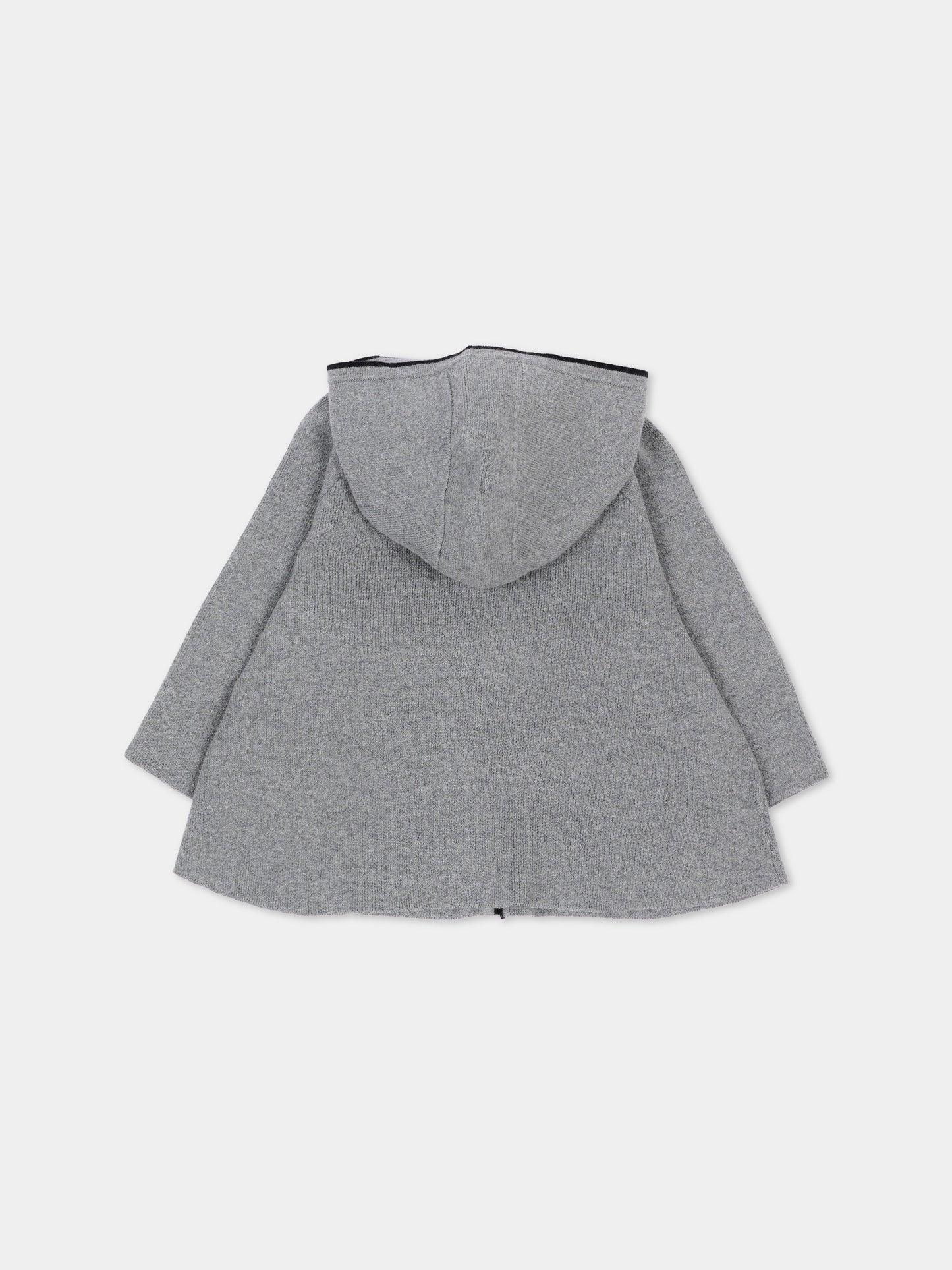 Cappa grigia per neonata con cappuccio in maglia,Chloé Kids,C21355 A46