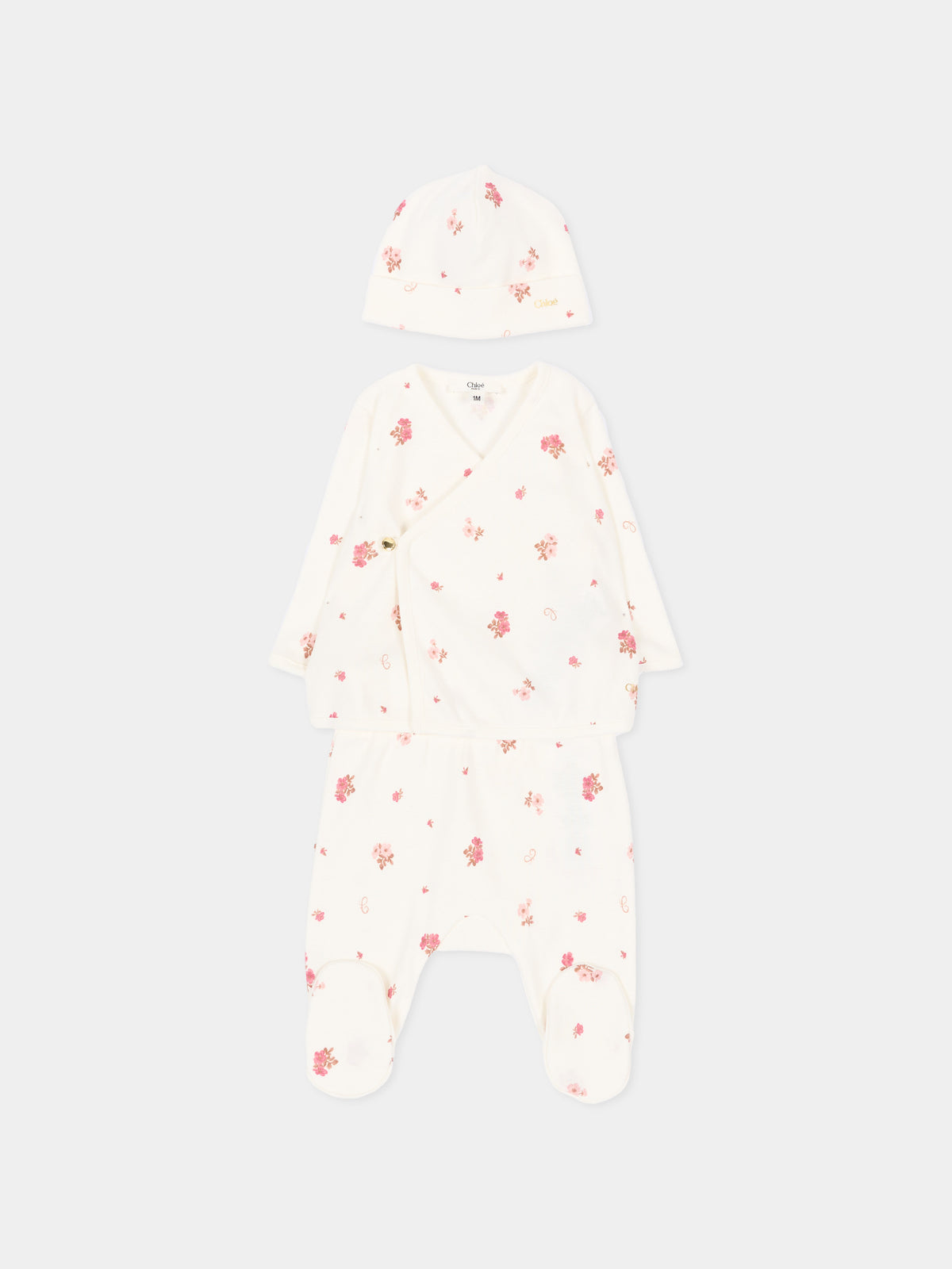 Set tutina avorio per neonata floreale,Chloé Kids,C21370 117