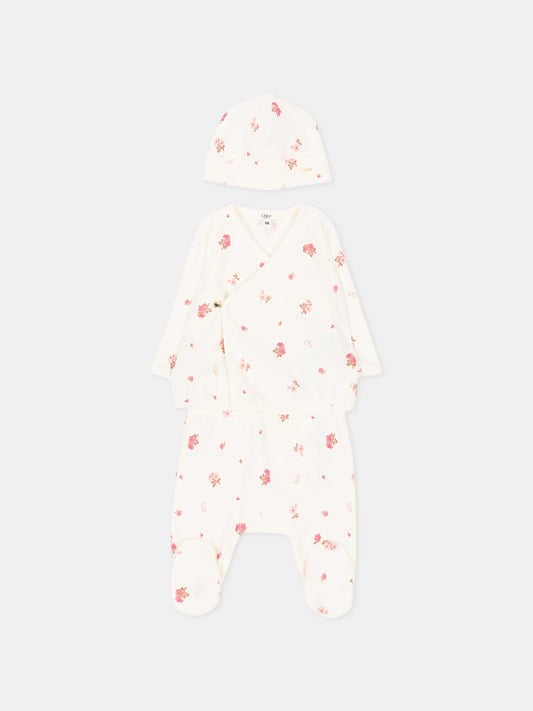 Set tutina avorio per neonata floreale,Chloé Kids,C21370 117
