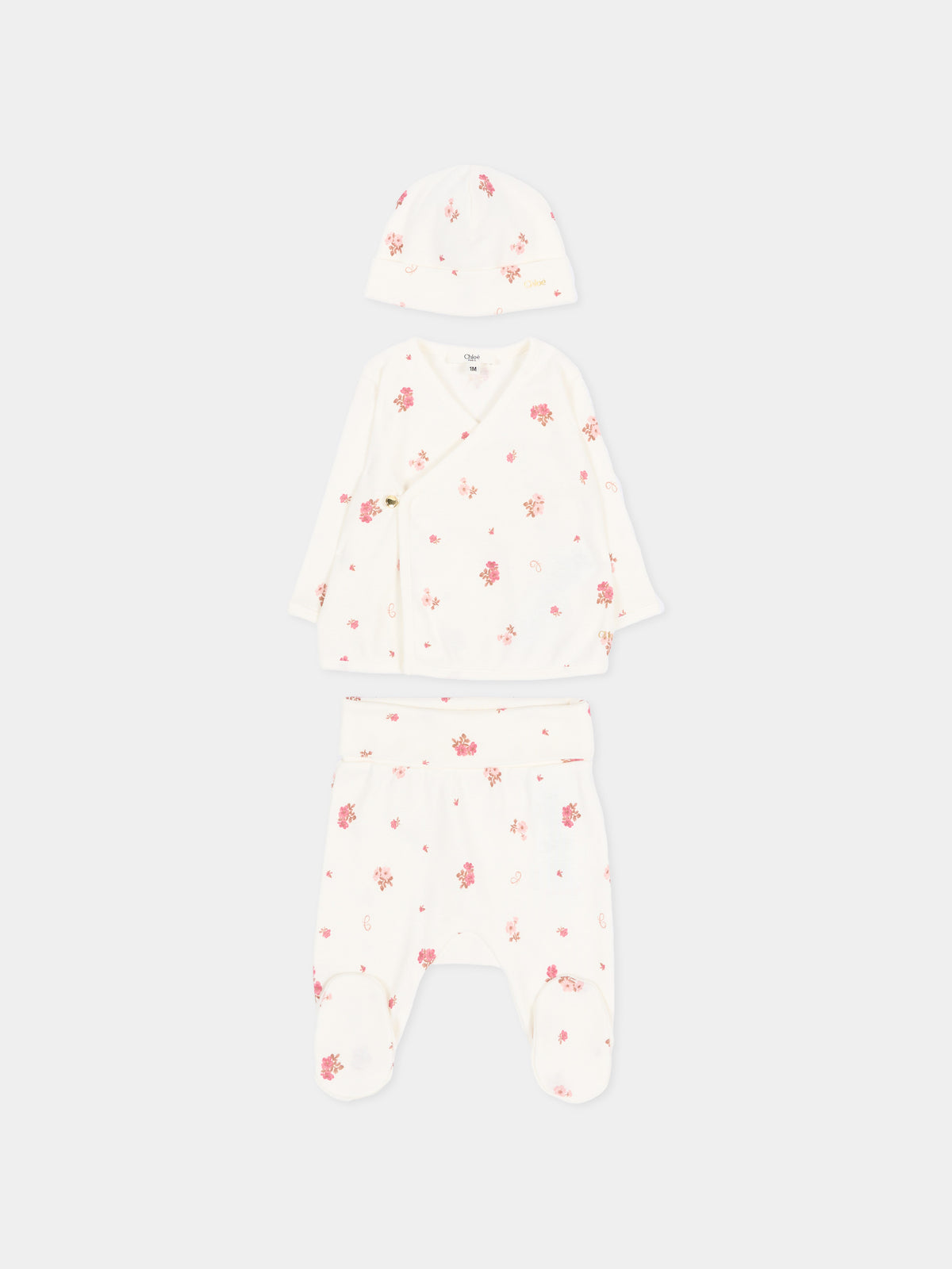 Set tutina avorio per neonata floreale,Chloé Kids,C21370 117
