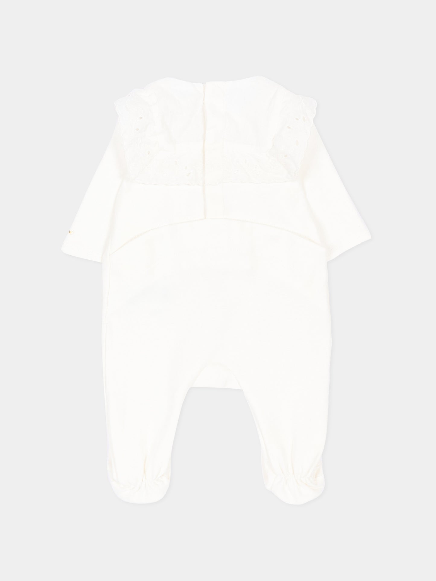 Set tutina bianco per neonata con ricamo sangallo,Chloé Kids,C21372 117