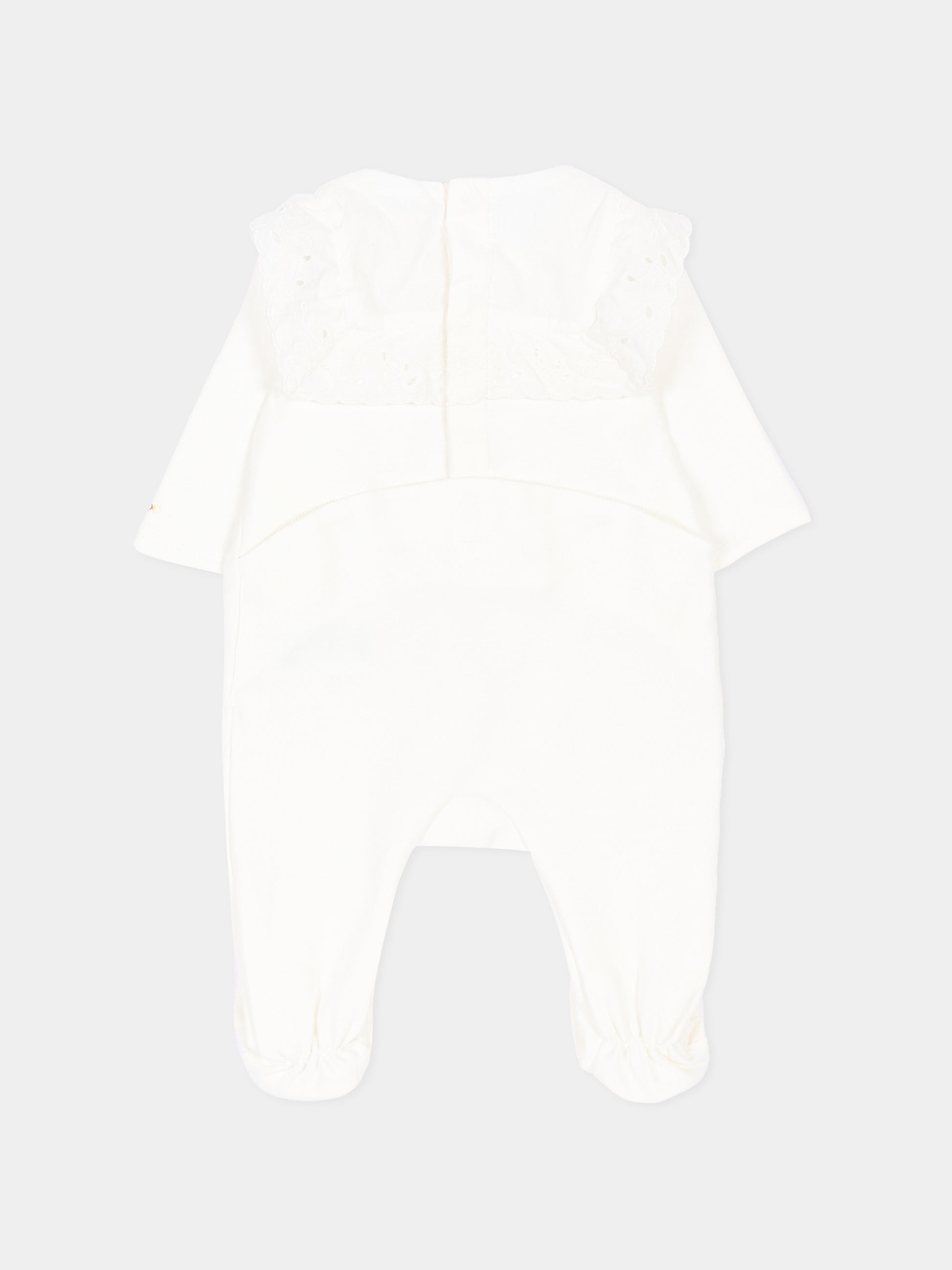 Set tutina bianco per neonata con ricamo sangallo,Chloé Kids,C21372 117