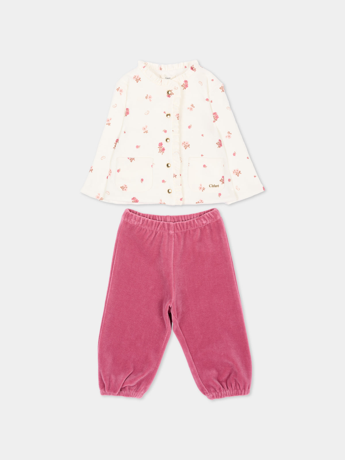 Completo sportivo lungo per neonata floreale,Chloé Kids,C21378 117