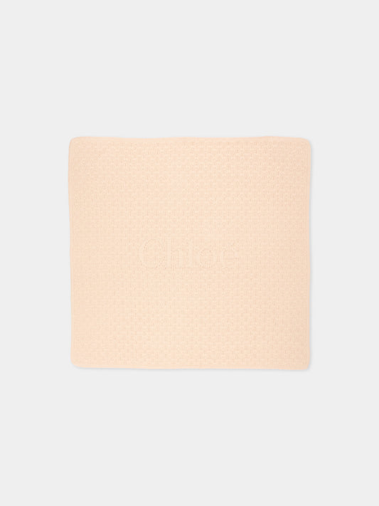 Coperta beige per neonata con logo,Chloé Kids,C21384 20E