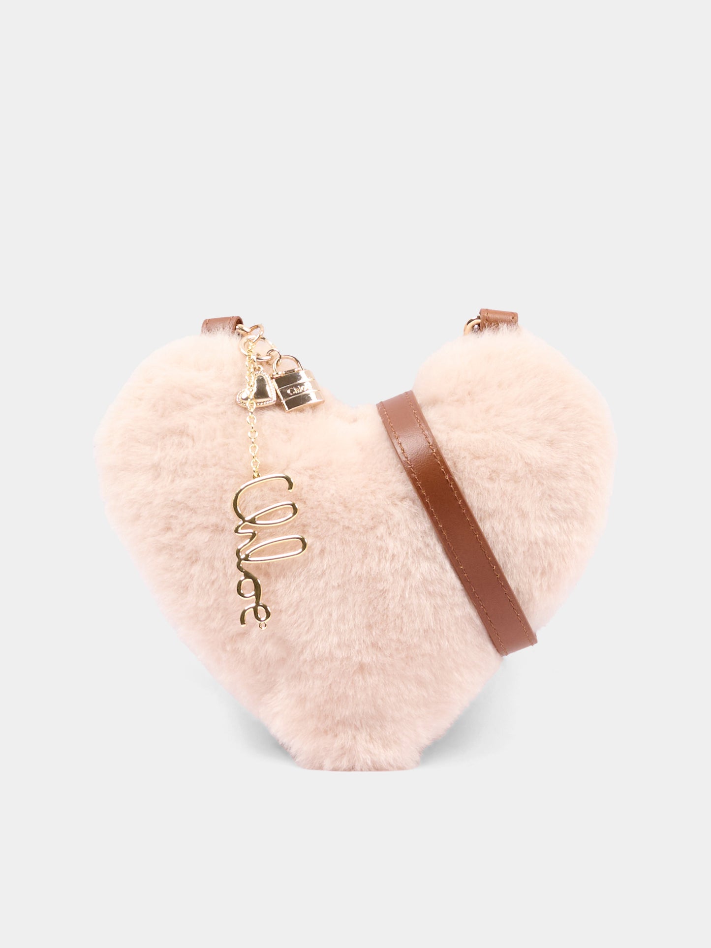 Borsa beige a cuore per bambina,Chloé Kids,C21397 P02